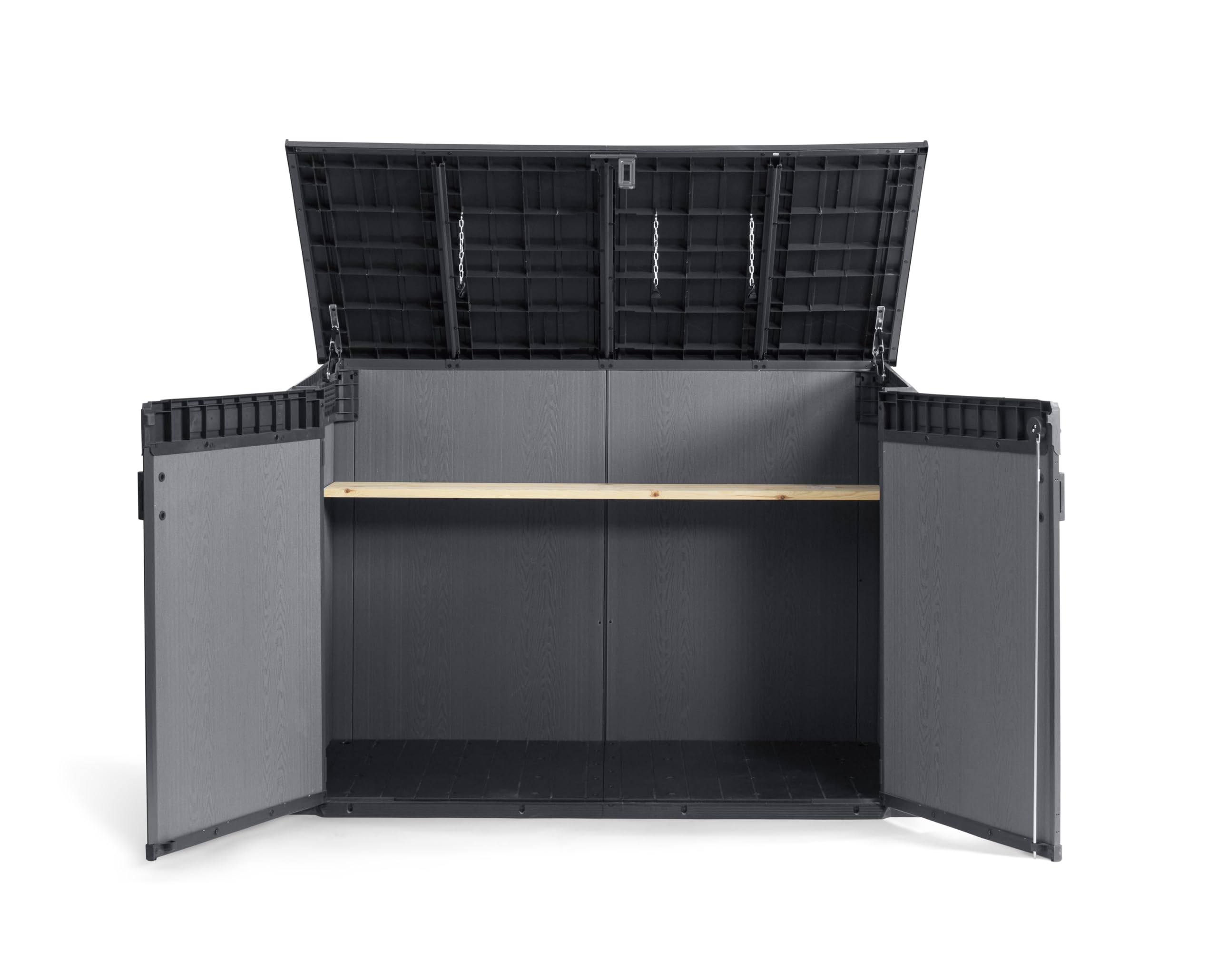 Keter Porta Attrezzi da Esterno Cortina Mega, Ideale per il Giardino, Grigio Scuro, 190,5x109,3x132,5H cm, 2020L