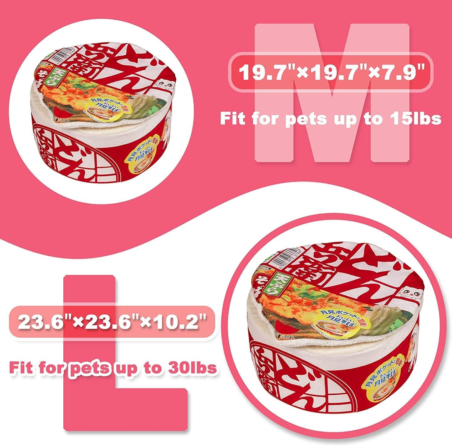 HNEJA Cat Nest Instant Noodle Shape Cat House Cat Sofa Bed Cute and Comfortable Pet Cat House Detachable Multifunctional Soft Pet Bed Suitable for Cats and Dogs Applicable to All Seasons (L,Red)