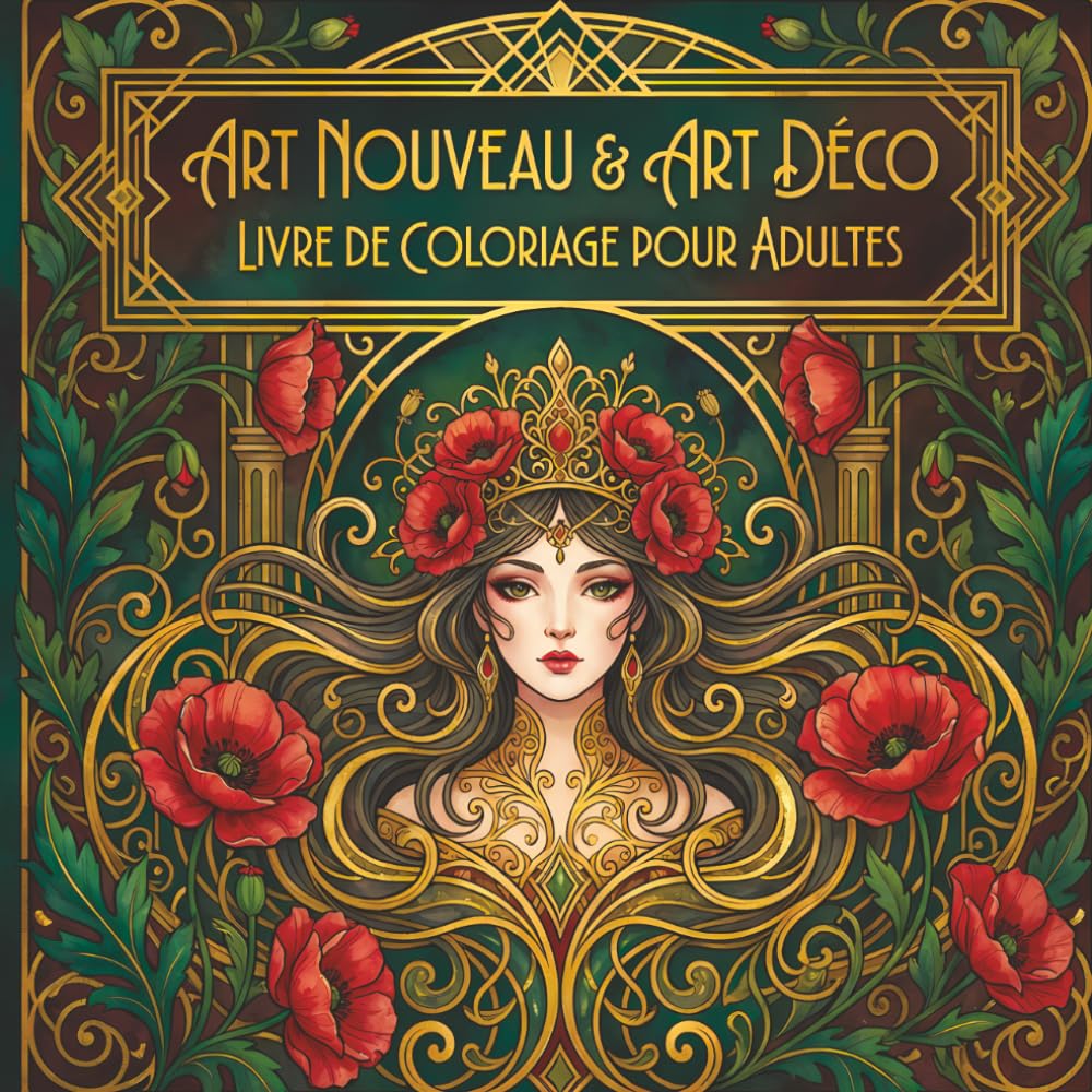Art Nouveau & Art Déco Livre de Coloriage pour Adultes: 50 Illustrations Vintage Détaillées | Anti-Stress, Relaxation & Créativité pour Adultes et Ados | Pages Recto Uniquement