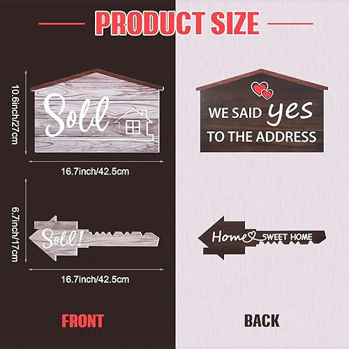 Miniatura 2 de Letrero con forma de casa de llave de 16.7 pulgadas para redes sociales, suministros de agente de doble cara, suministros y letreros para fotos con
