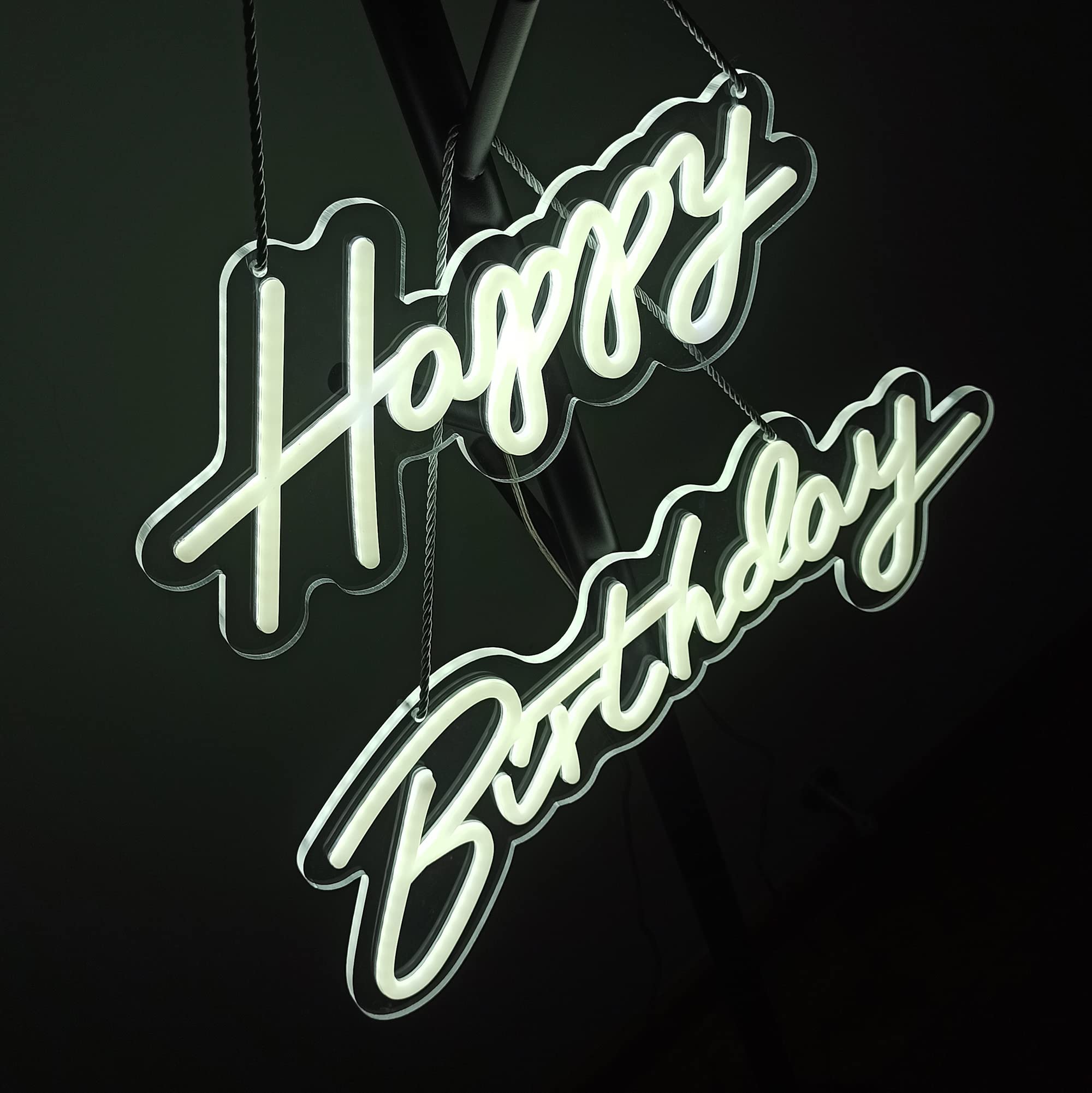 28x6 inch Happy Birthday Neon Sign Art Wall Lights for Beer Bar Club Bedroom Hotel Pub Cafe Wedding Birthday Party Gifts_White