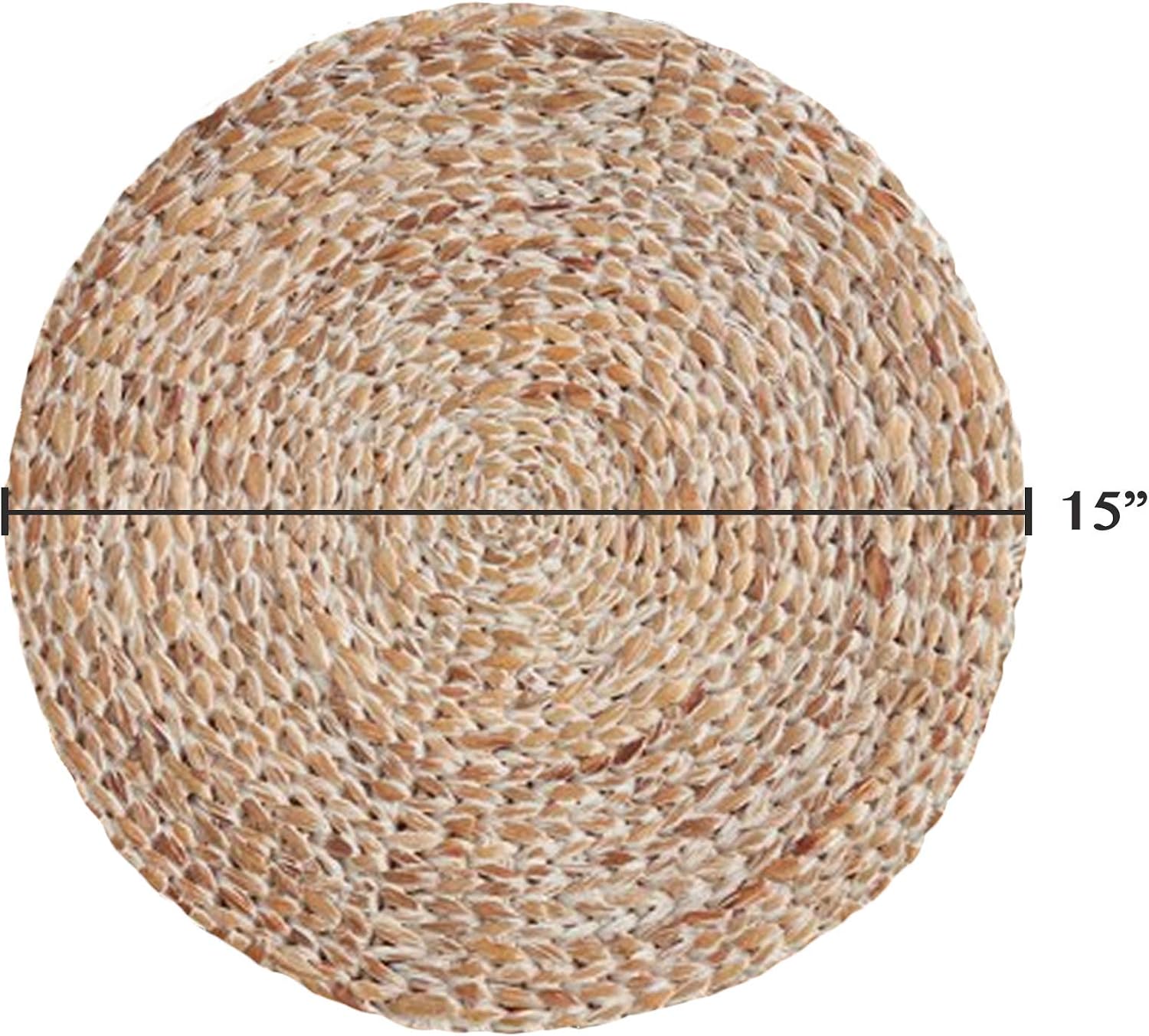 SARO LIFESTYLE Water Hyacinth Placemats (Set of 4) – Handwoven Natural Fiber Placemats for Dining & Entertaining, 15"
