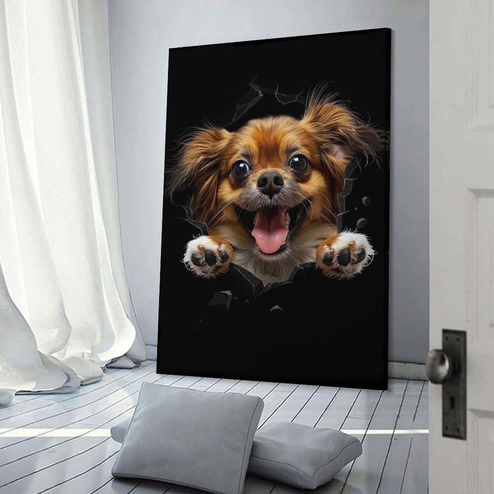 Junmoney Tibetan Spaniel Canvas Art Print 24x36inch(60x90cm), for Art Walls, Layered Displays Or Homes, Decorative Artwork with Flexible Styling