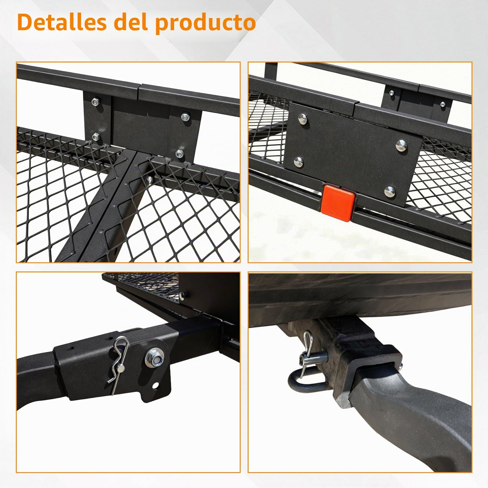 Portaequipajes trasero para enganche de remolque, cesta portaequipaje para enganche de remolque, adecuado para enganche de remolque, se puede utilizar en ATV, coches, todoterrenos