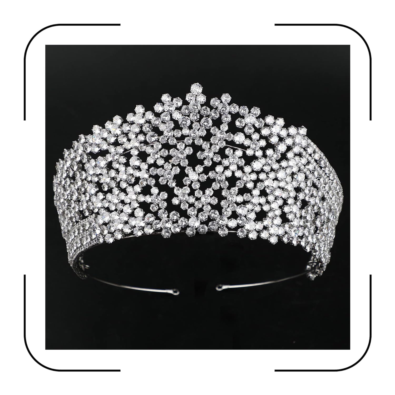 QXMYOO Tiara grande de lujo para mujer, circonita cúbica, concurso, cumpleaños, corona de reina real, tiaras altas de boda para novia, accesorios para el cabello de novia
