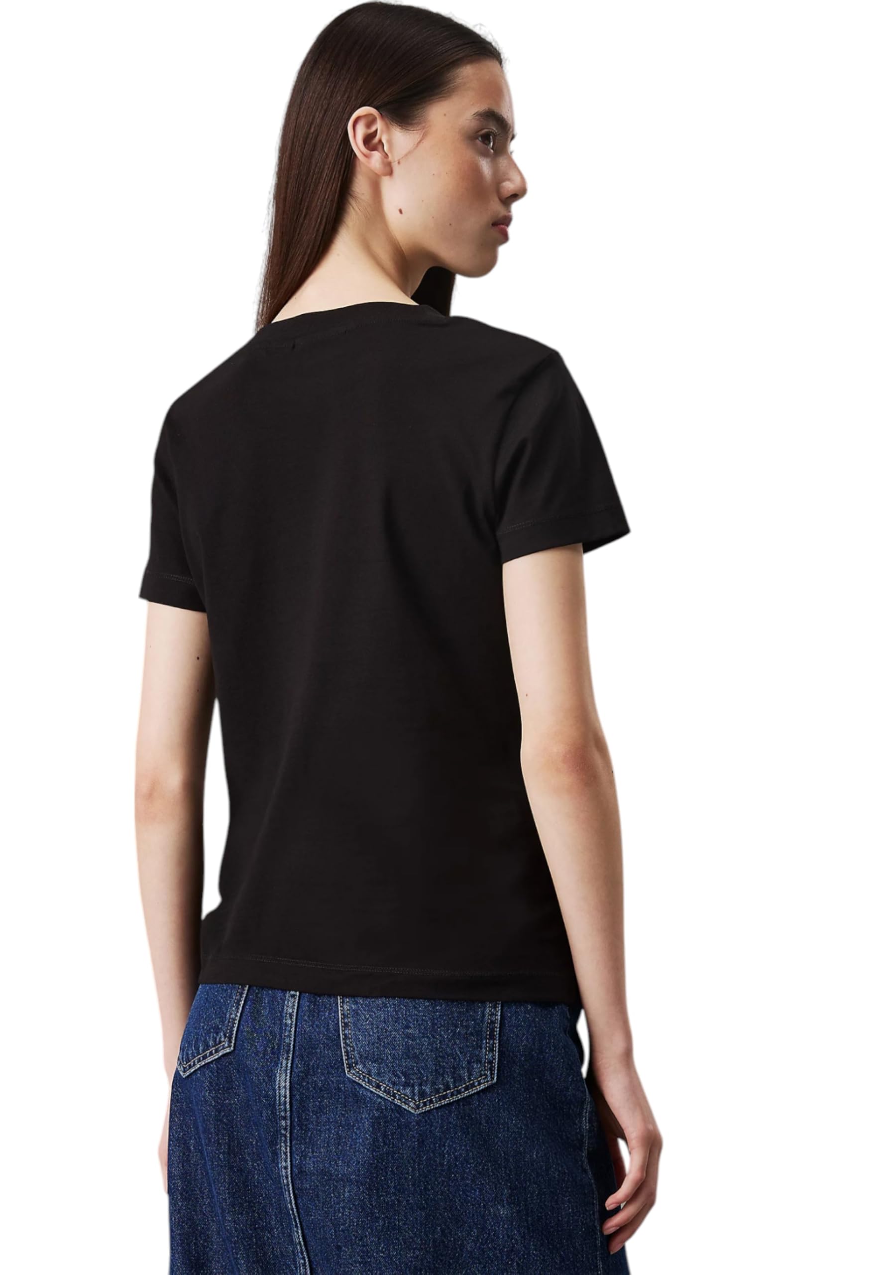 Calvin Klein Jeans T-Shirt Maniche Corte Donna Monologo Slim Scollo Rotondo