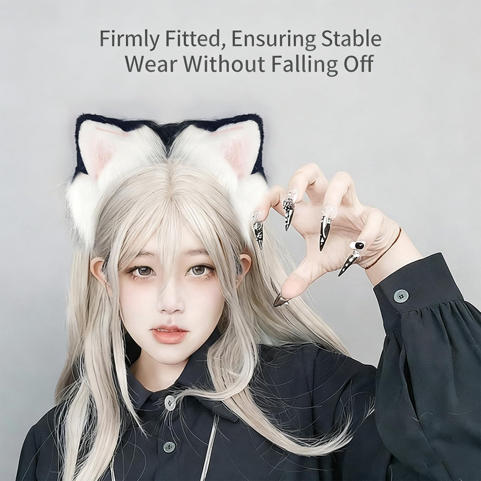 Diadema eléctrica con orejas de y gatos, aro para, diadema con orejas de animales móviles, accesorio para disfraz de Halloween y Navidad, disfraz de Cosplay de Halloween