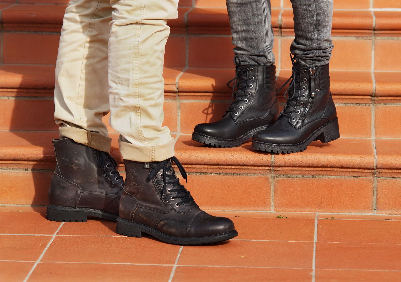 FALCO Stiefel Aviator braun Leder wasserdicht D3O High-Tex CE Doppelreißverschluss