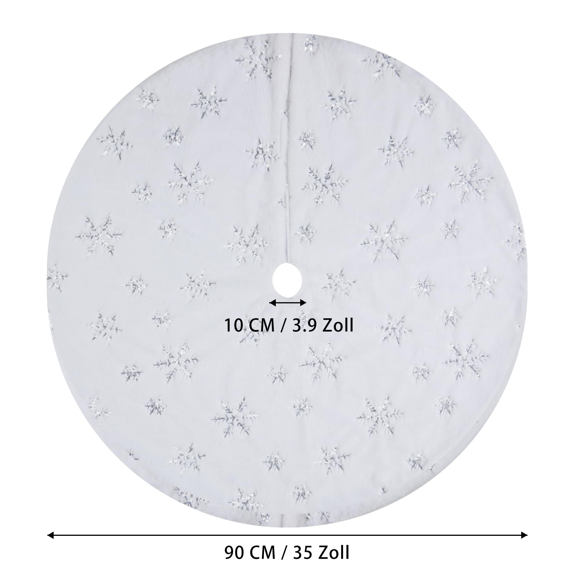 Falda Árbol de Navidad, Falda para Árbol de Navidad Redonda, Faldon Arbol Navidad Blanca 90cm, para Decoración Debajo del árbol de Navidad