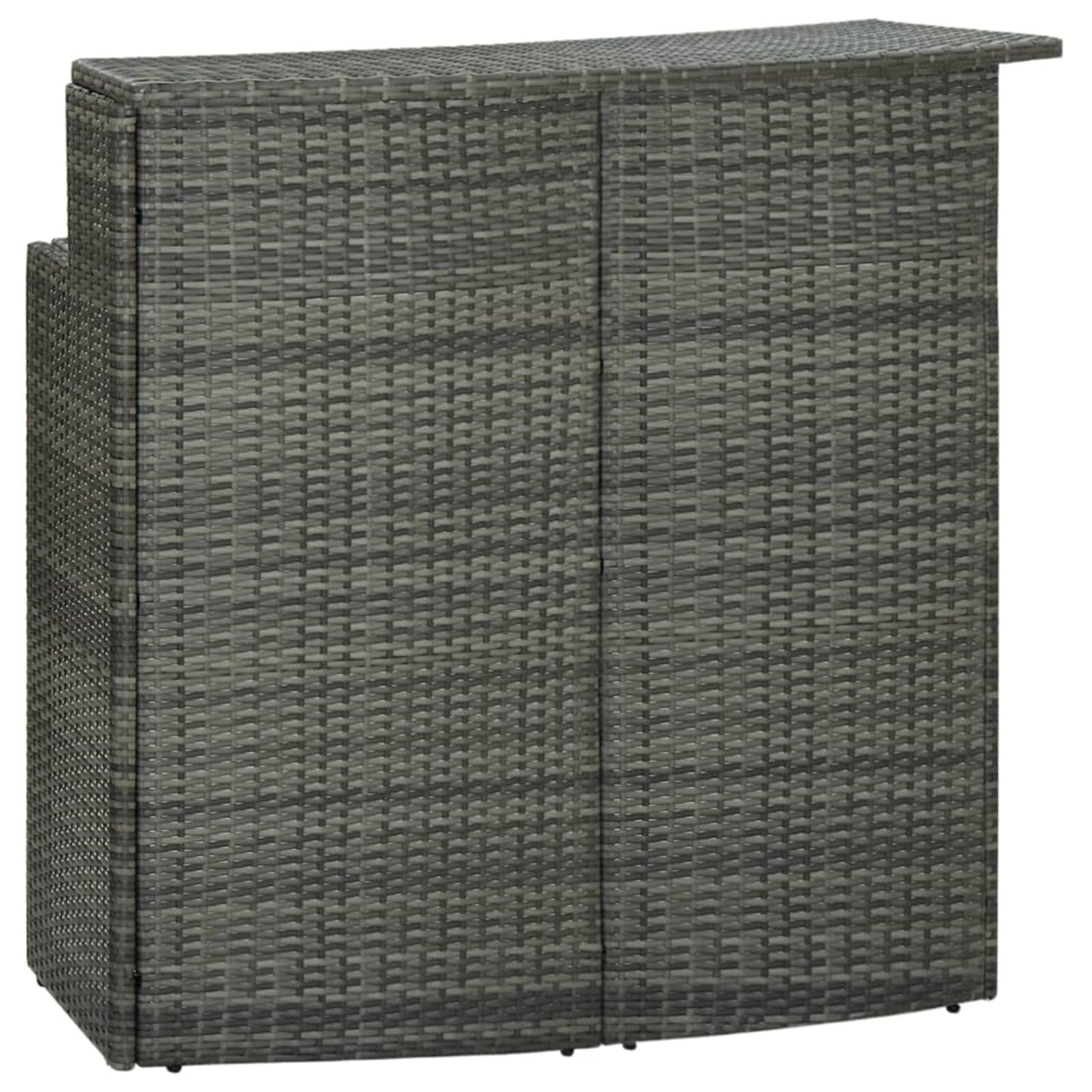 Mesa Alta de jardín ratán sintético Gris 120x55x110 cm Mesa De Bar Alta para Cocina Mesa Plegable Cocina