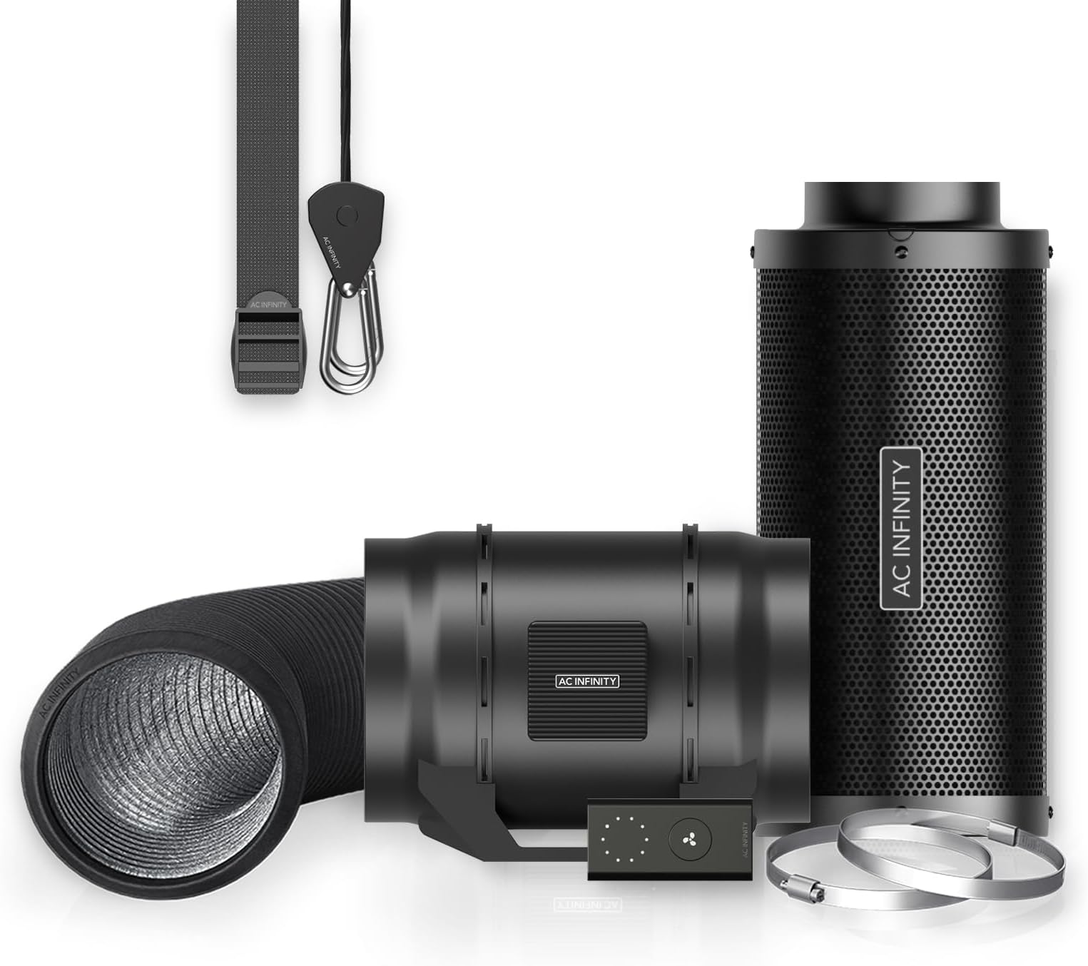 AC Infinity Air Filtration Kit 8”, CLOUDLINE LITE Inline Fan and Carbon Filter Combo, Cooling and Ventilation System for Grow Tents, Hydroponics, Indoor Gardening