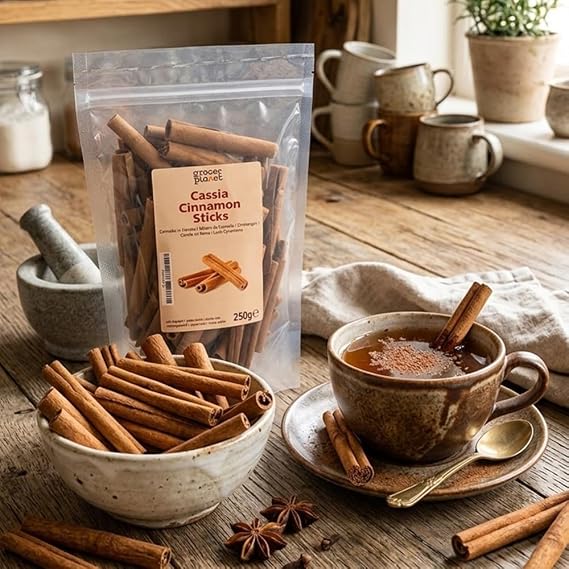 Grocer Planet - Cinnamon Sticks (250g) | Cassia Bark Quils 60mm