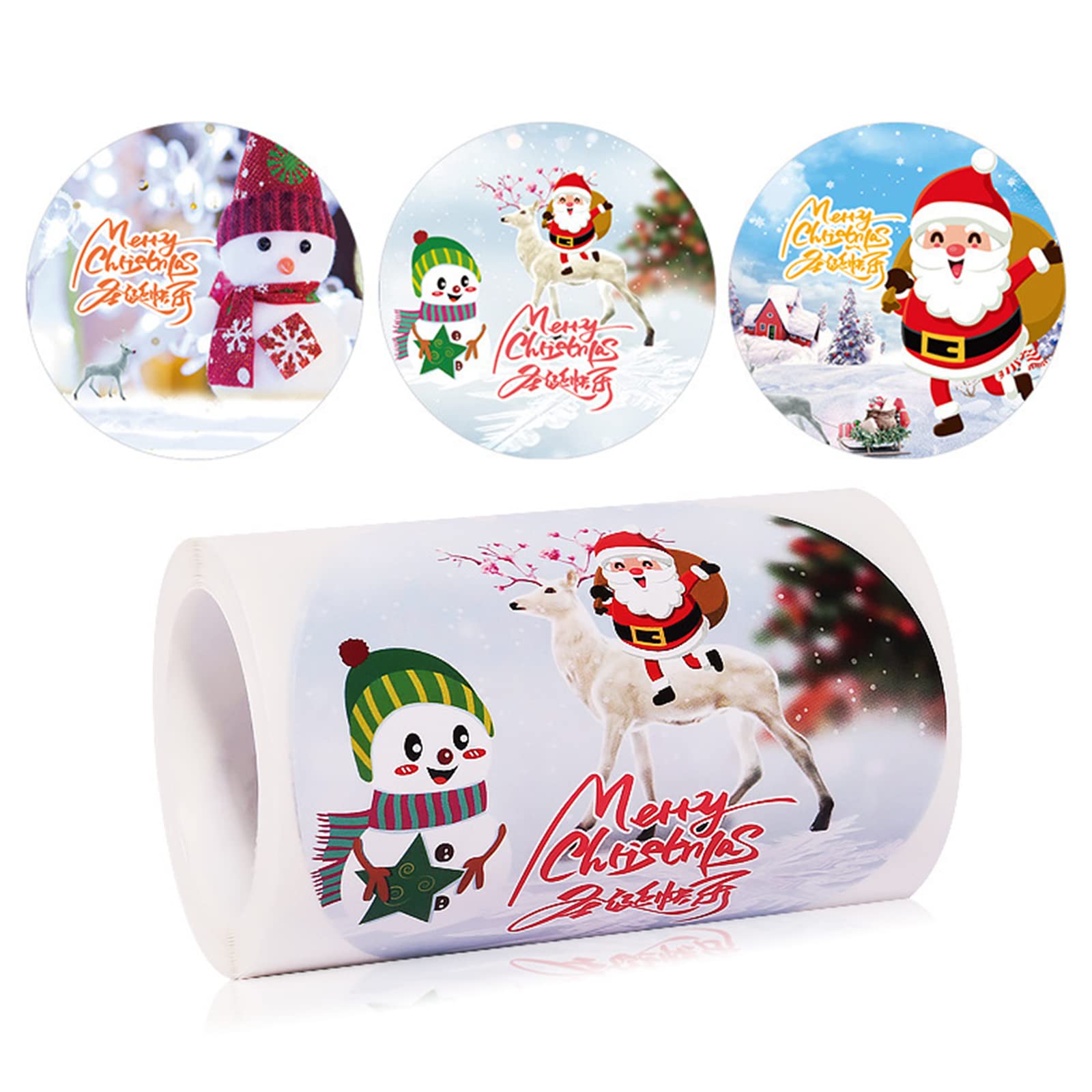 Tsophreniq Christmas Stickers Label Round Tags Self-Adhesive Merry Envelope Seals for Card Merry for Cards