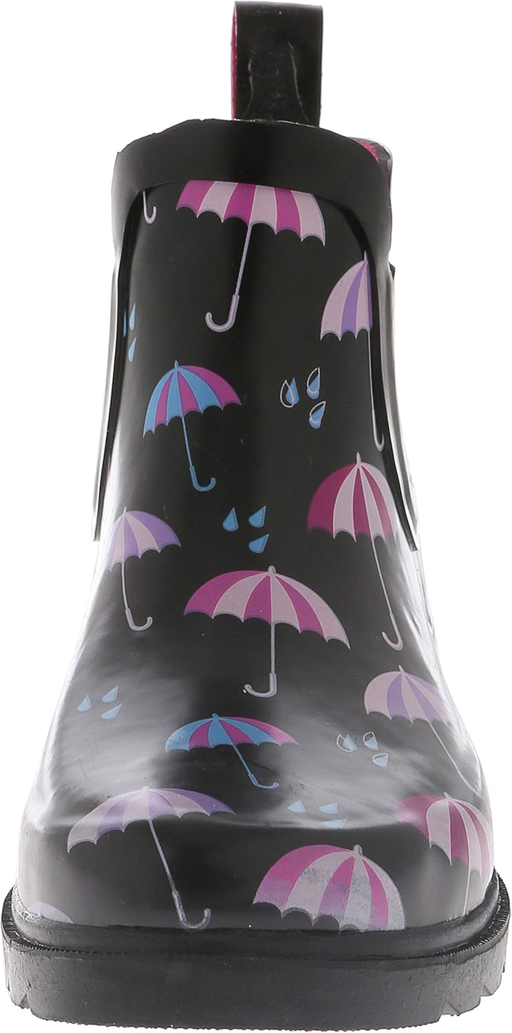 Capelli New York Ladies Umbrella Rainy Day Printed Jodhpur Rain Boots Black Combo 9