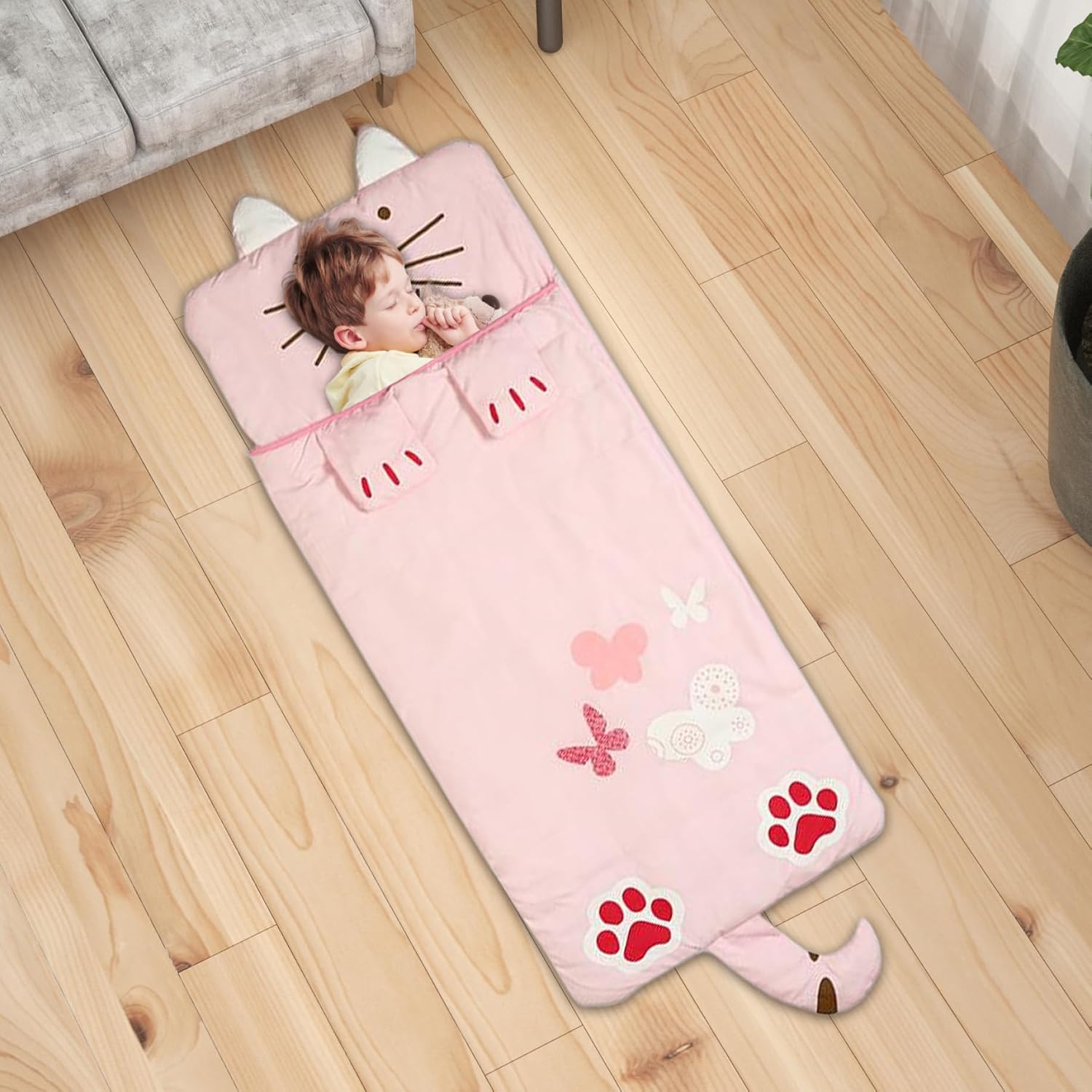 Kids Sleep Bag Nap Mat Cozy Sleeping Bag for Boys and Girls, Children's Cartoon Sleeping Bag Toddler Nap Mat
