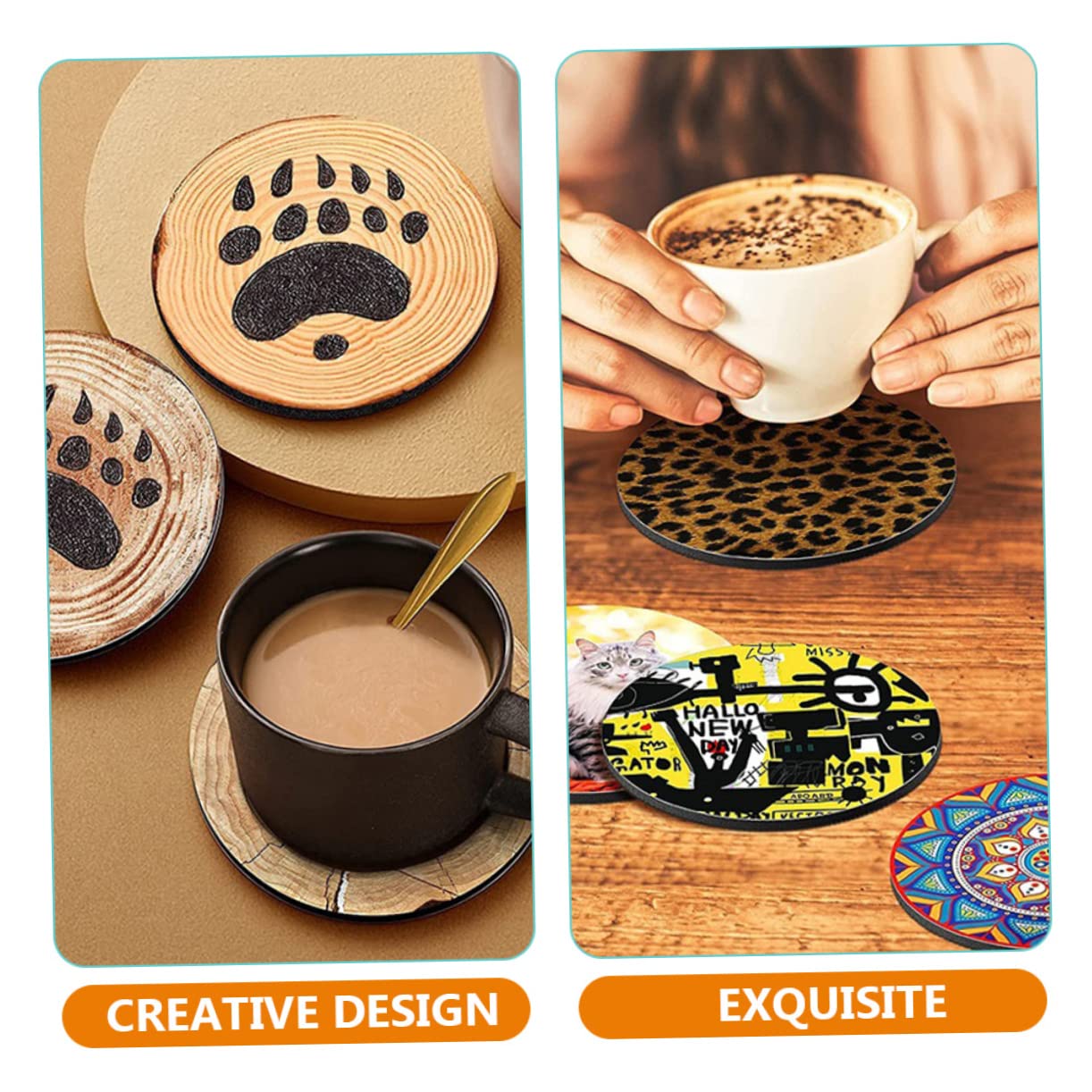 Cabilock 2 Series Posavasos De Sublimación Posavasos para Bebidas Rompecabezas Fiestas Tazas para Autos Dispensador De Cinta De Sublimación Banderines Pancartas Vasos Piezas*2