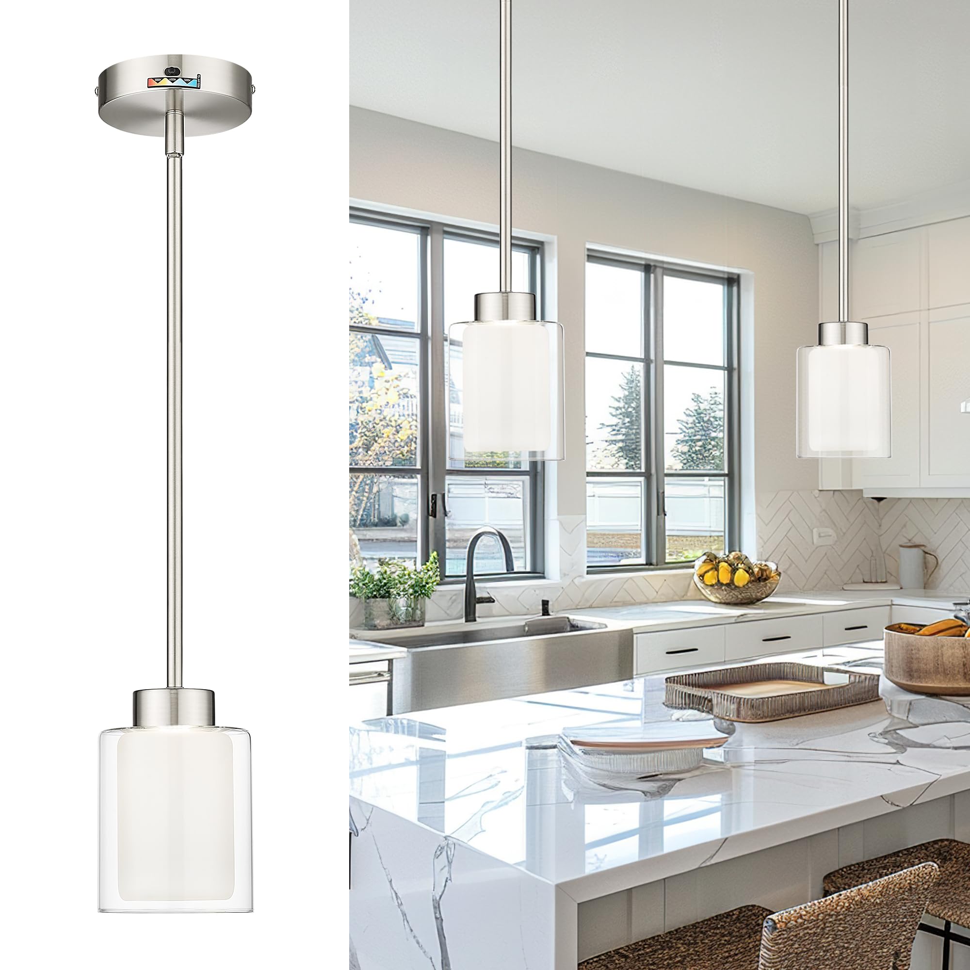 kudos Pendant Light Fixtures,Brushed Nickel Pendant Light,Modern Led ...