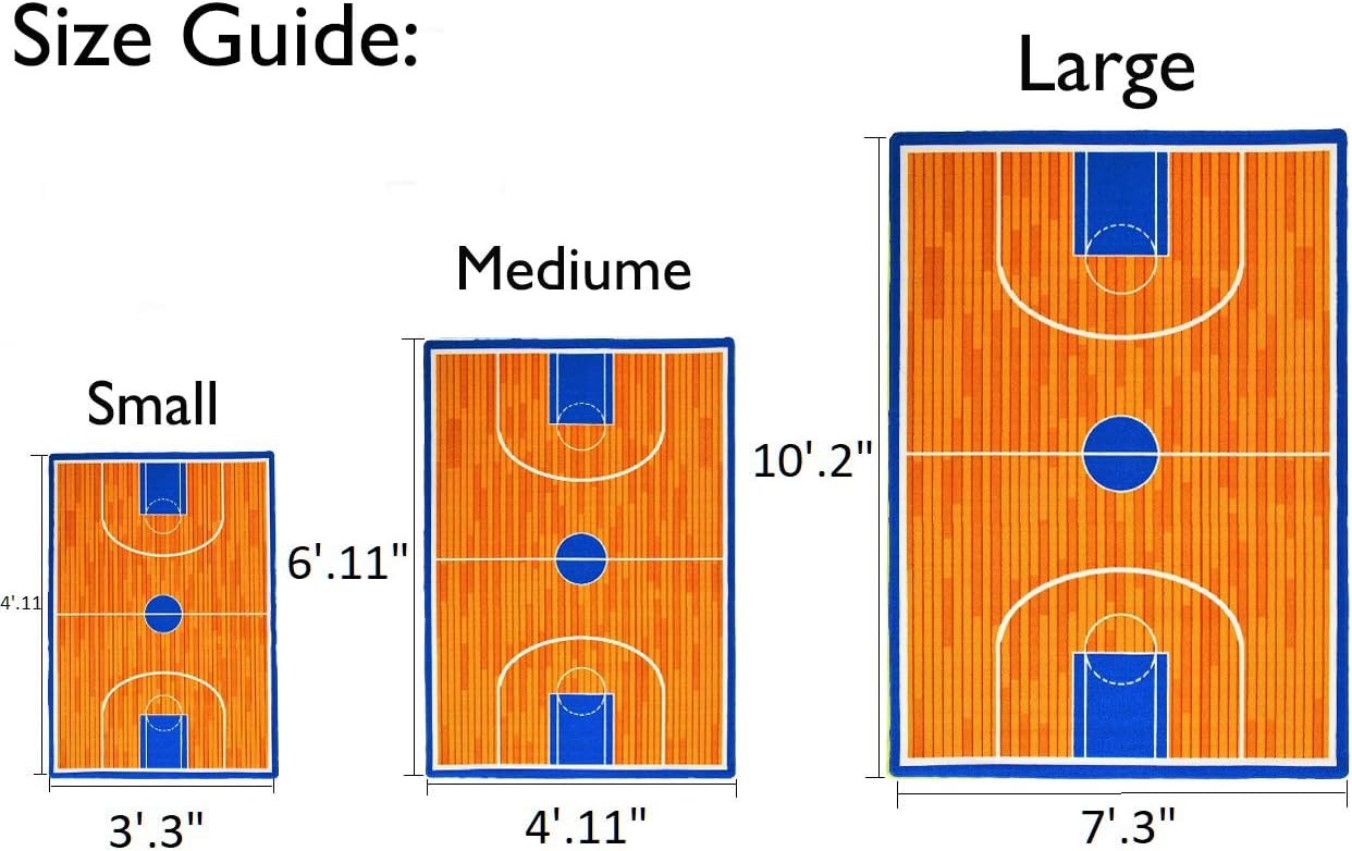 HR Kids Basketball Court Play Rug - Non-Slip Game Carpet for Playtime, Learning, and Fun! Durable Rubber Backing, Vibrant Area Rug for Kids - Perfect Toy and Learning Floor Mat.