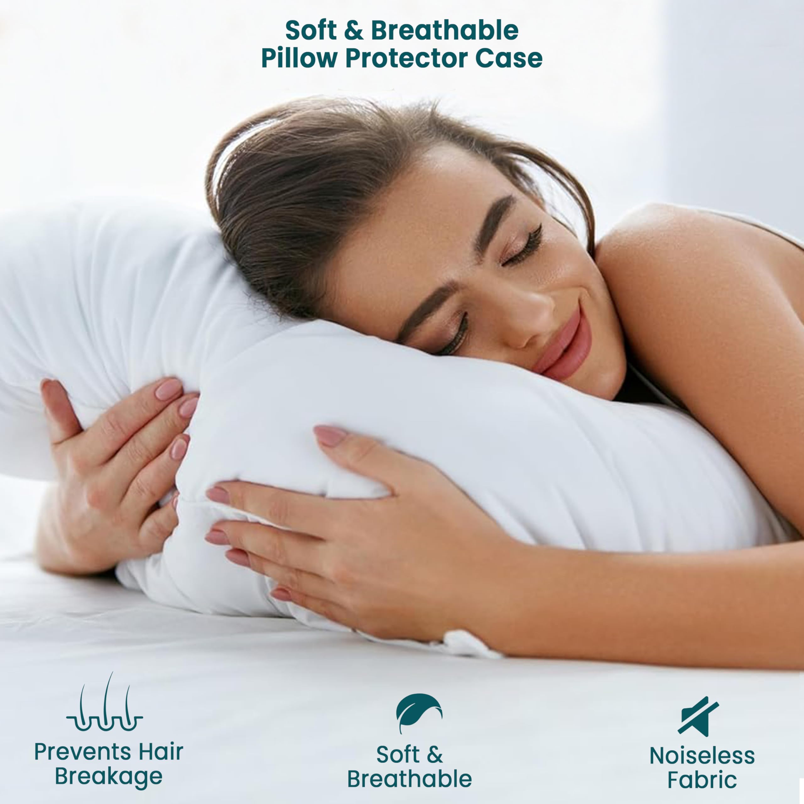 Protectores de almohada impermeables con cremallera, tamaño estándar/Queen, paquete de 2 fundas de almohada impermeables con cremallera, fundas de almohada protectoras transpirables de 20 x 28