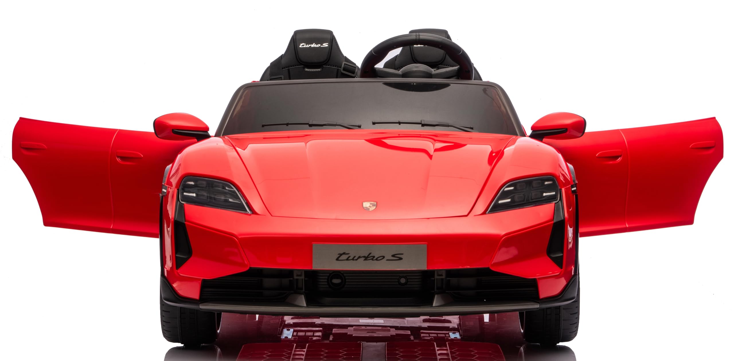 Porsche Taycan TurboS Auto Elettrica per Bambini 24V 2 Posti con Telecomando Luci LED Bluetooth Rosso