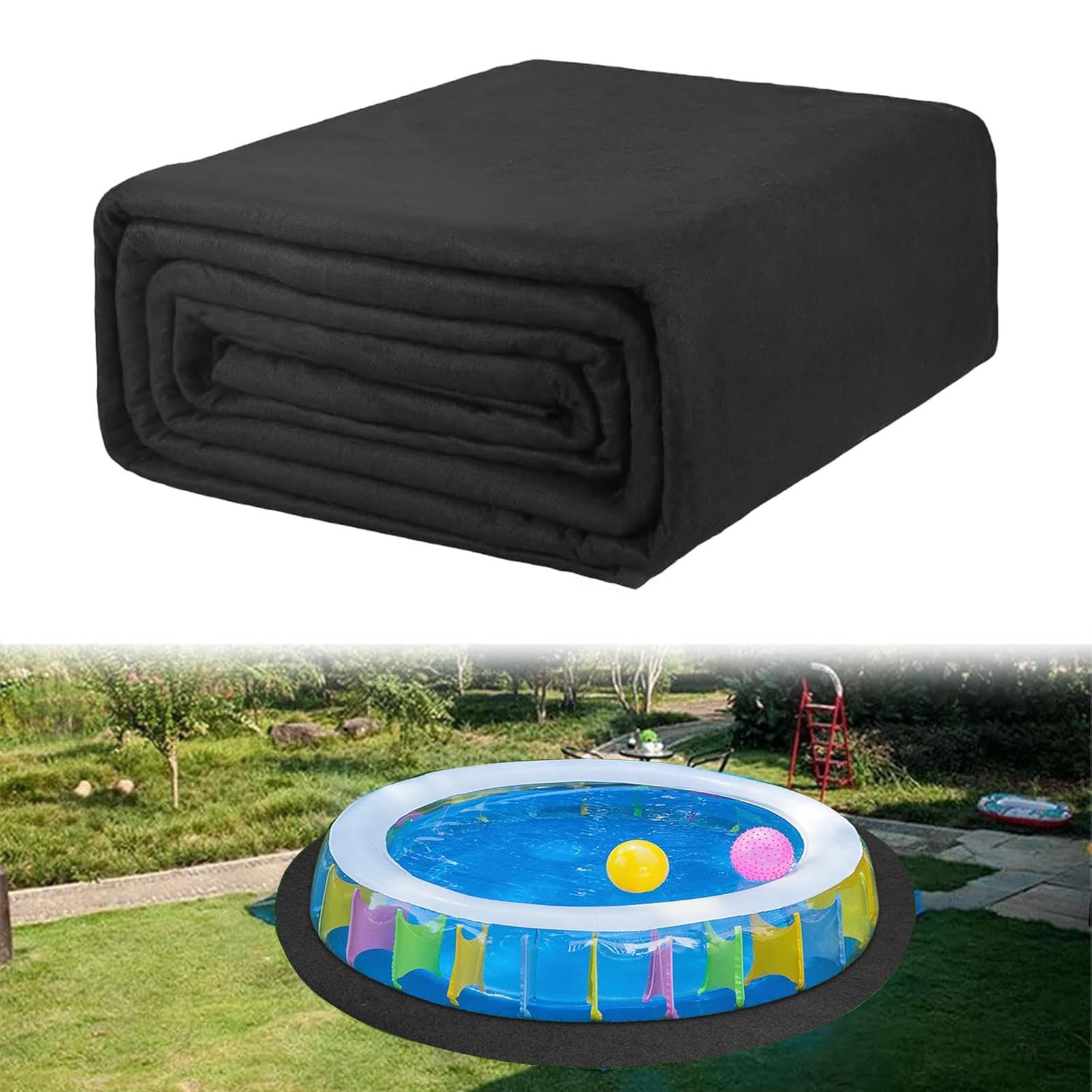Pool Groundsheet Tapis de Sol Protecteur,Tapis De Revêtement De Sol De Piscine pour Piscine Plane Protection des piscines Hors Sol, résistant à la déchirure (4×4m)