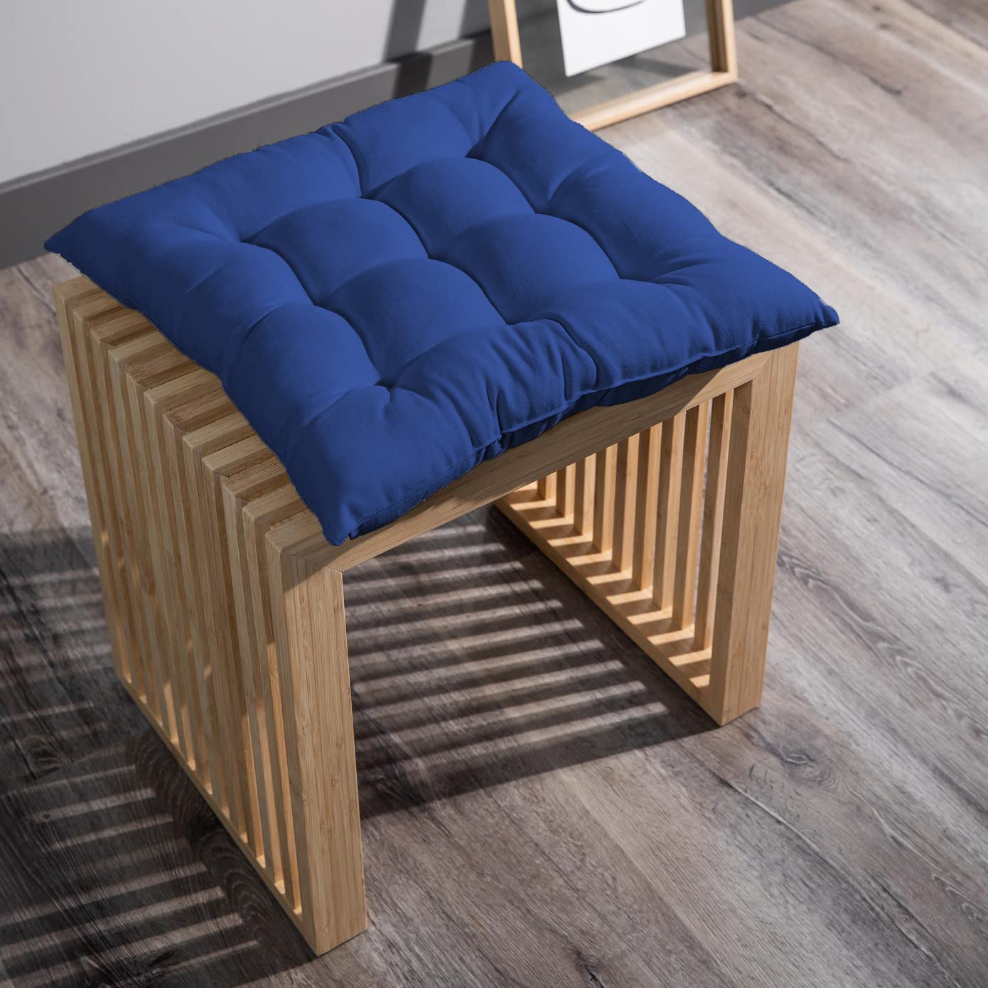 GREATOYAR Cojines para Silla y Asiento, Decoración de Asiento de Jardín Casa Terraza, Cojín Decorativo con Correas de Sujeción, 9 Pespuntes, Fabricado en España, 38 x 38 x 3.5 cm, Pack 2, Azul Marino