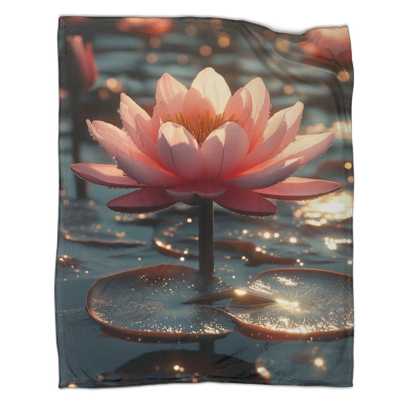 Couverture imprimée fleur 3D lotus plaid flanelle douce