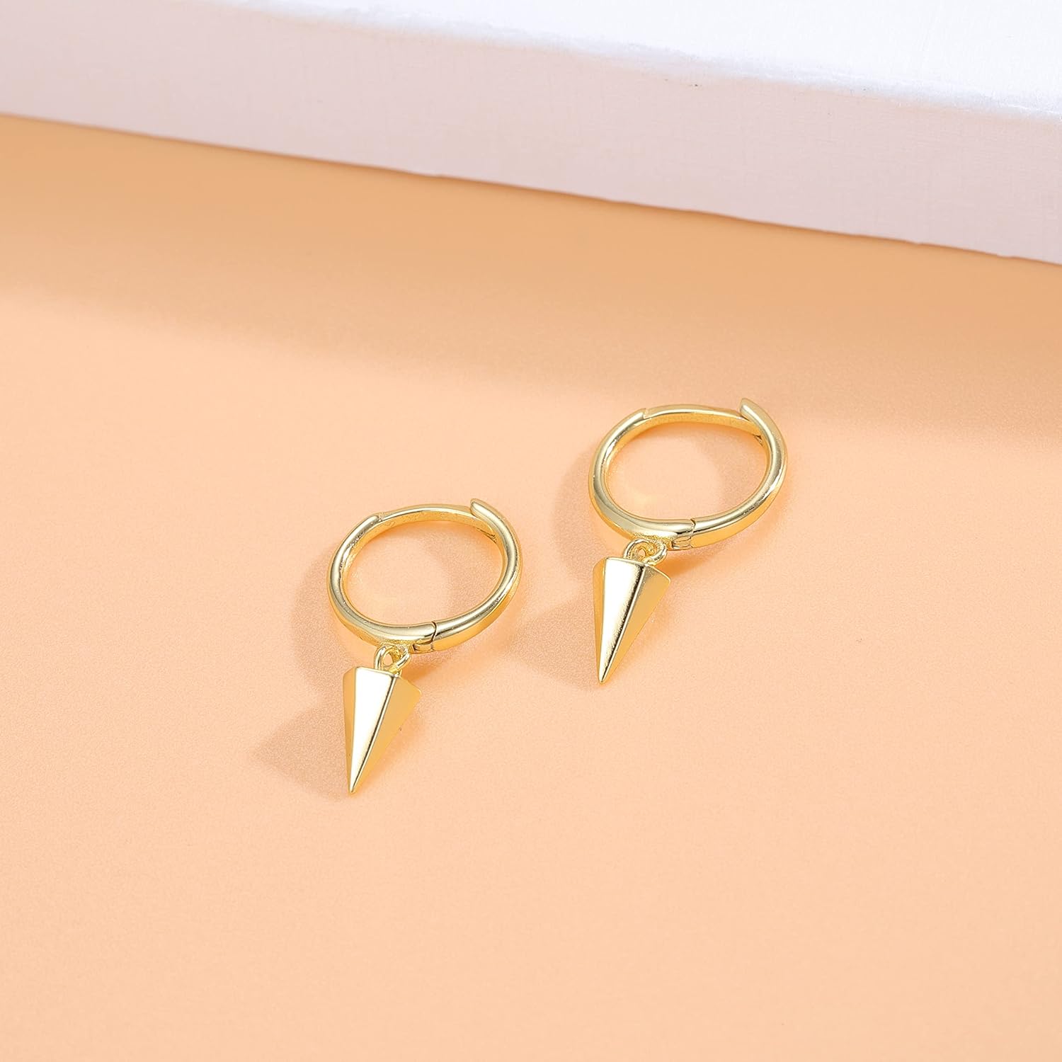 SLUYNZ 925 Sterling Silver Spike Hoop Earrings for Women Teen Girls Geometric Huggie Earrings Dangle - Image 6