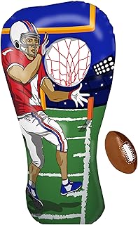 Island Genius Inflatable Football Target Toss Toy and Game for Boys Ages 8-12, 60 inch Receiver with Mini Soft Football