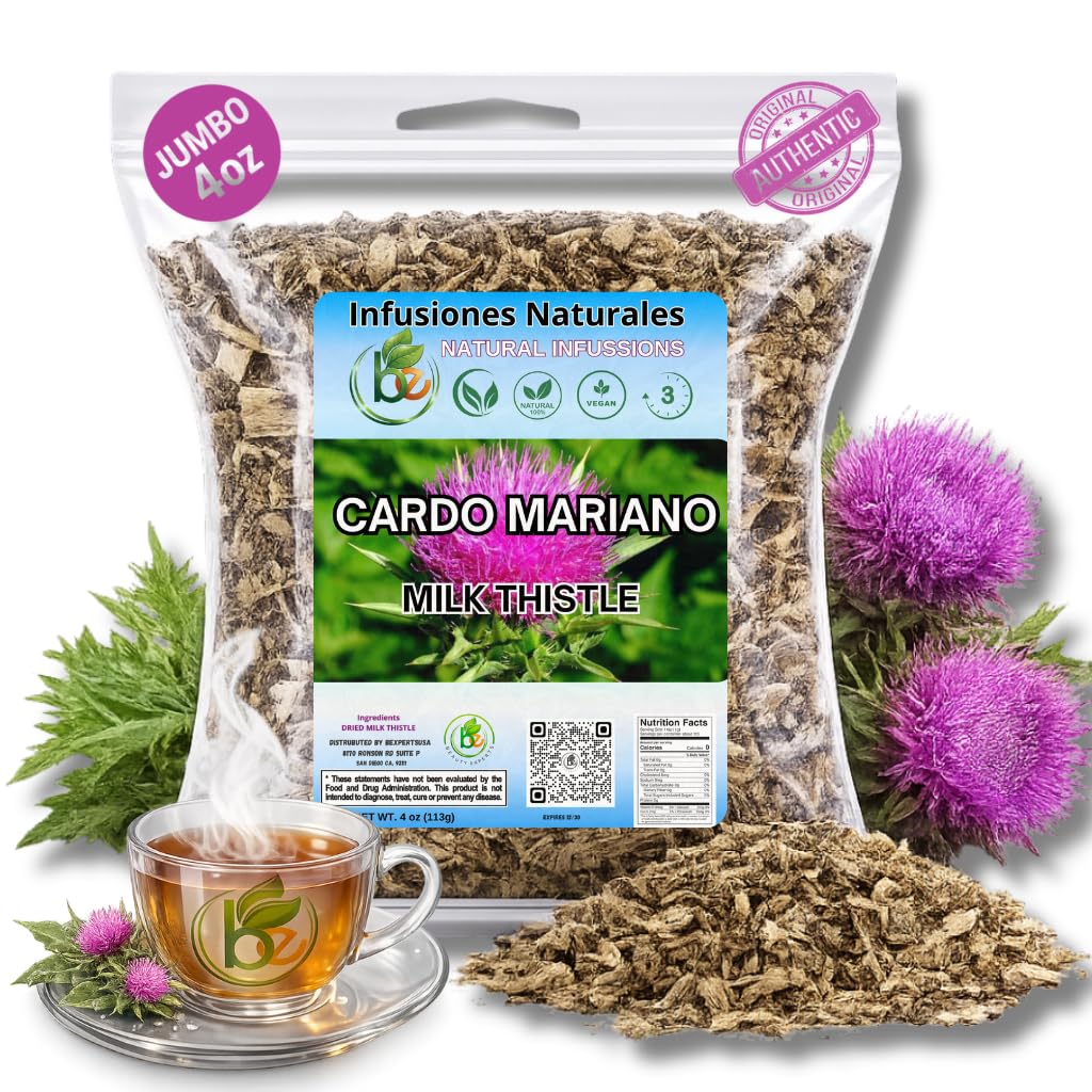 Cardo Mariano Mexican Herbal Tea - 4 oz (113g) - Authentic 100% Natural Milk Thistle Loose Leaf Tea - Wildcrafted, Non-GMO & Caffeine-Free - Traditional Botanical - by BEXPERTSUSA