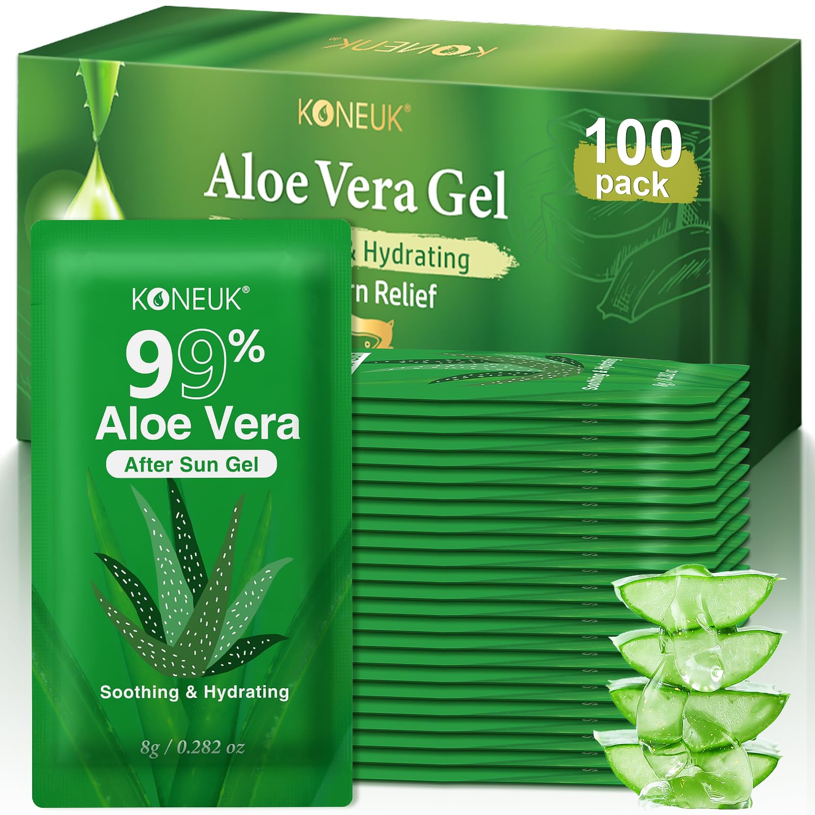 100 Pack Bulk Aloe Vera Gel, 99% Pure Aloe Vera Gel for Face, Hair, Skin, Body, Sunburn Relief, Hydrating Aloe Gel Travel Size Suitable for All Skin