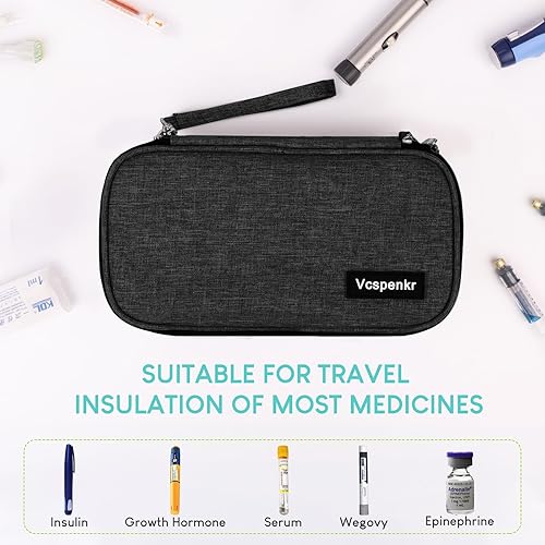 Miniatura 7 de Vcspenkr Bolsa de viaje para enfriar insulina, bolsa de transporte para medicamentos diabéticos con 2 paquetes de hielo de 7.05 oz, organizador