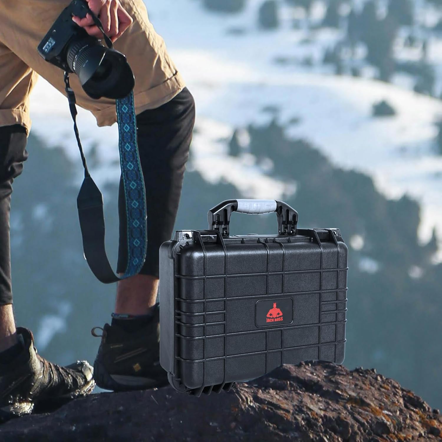 16x 12.8x 6.8 Inch Hard Case, Portable Weather Waterproof Protective Camera Case with Customizable Foam, Fit Use of Drones, Camera, Equipments, Black - Image 9