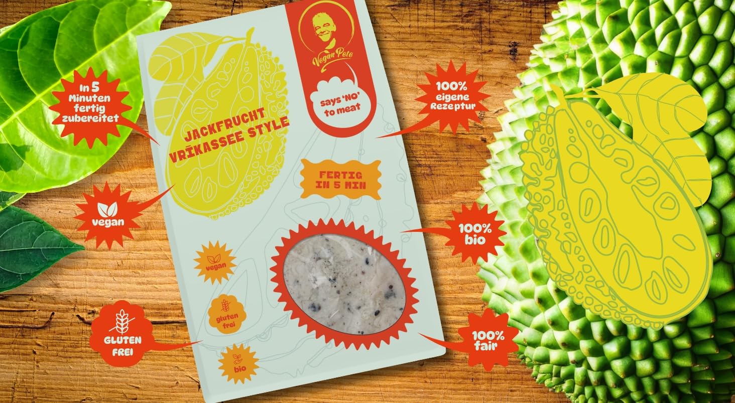 VEGAN PETE - Jackfrucht Vrikassee, veganes Fertiggericht in Bio-Qualität, 8 x 250g