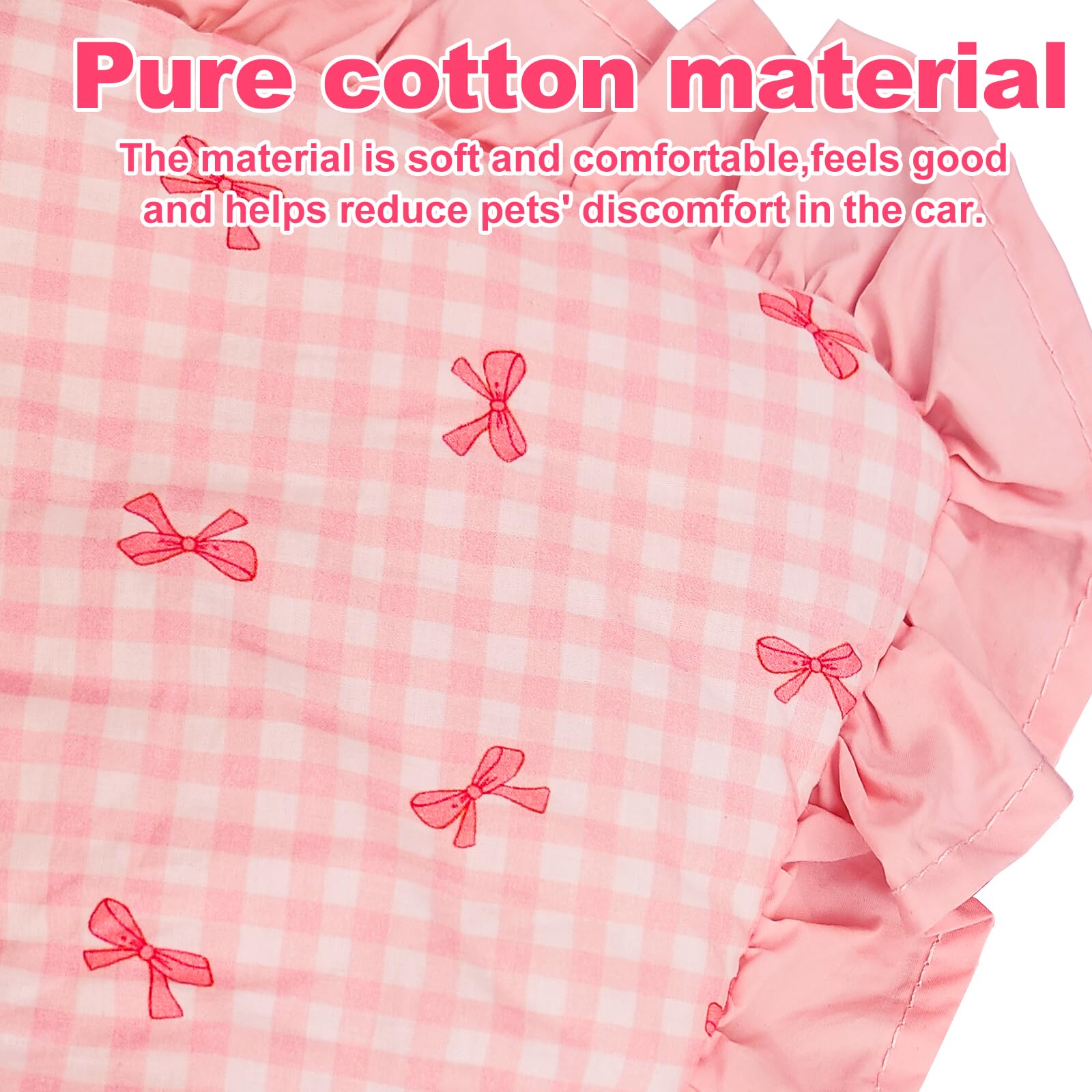 LUKHMELF Pet Stroller Mat, Dog Stroller Bed Mat, Pink Bow Style, Cotton, 36"x18.5", Magnetic Attachment - Image 4