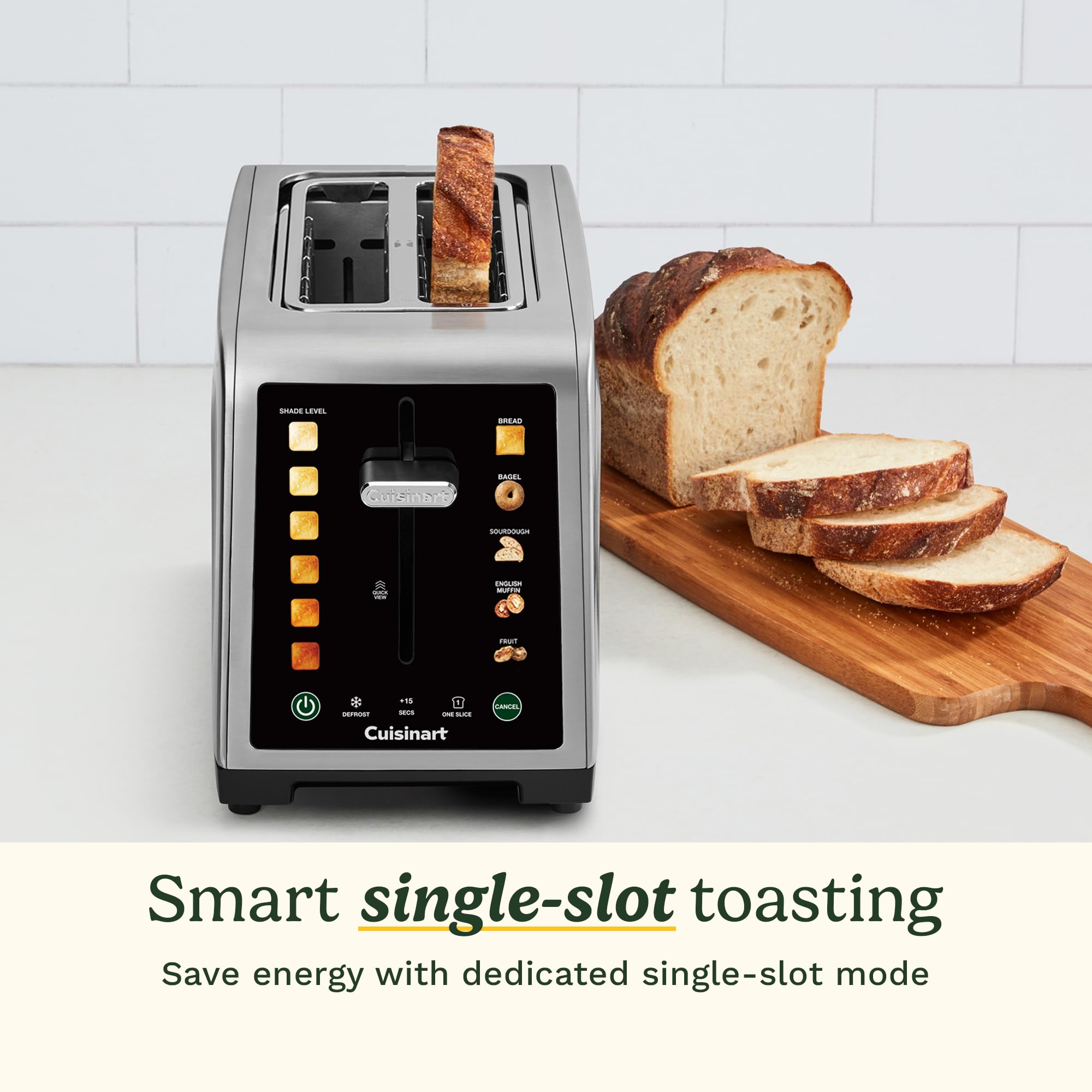 Cuisinart Tostapane SimpliTouch XL Color Touchscreen a 2 fette | Slot extra-large | Display touchscreen a colori | QuickView High-Lift | Preset per pane, bagel, pasta madre, muffin e pane alla frutta