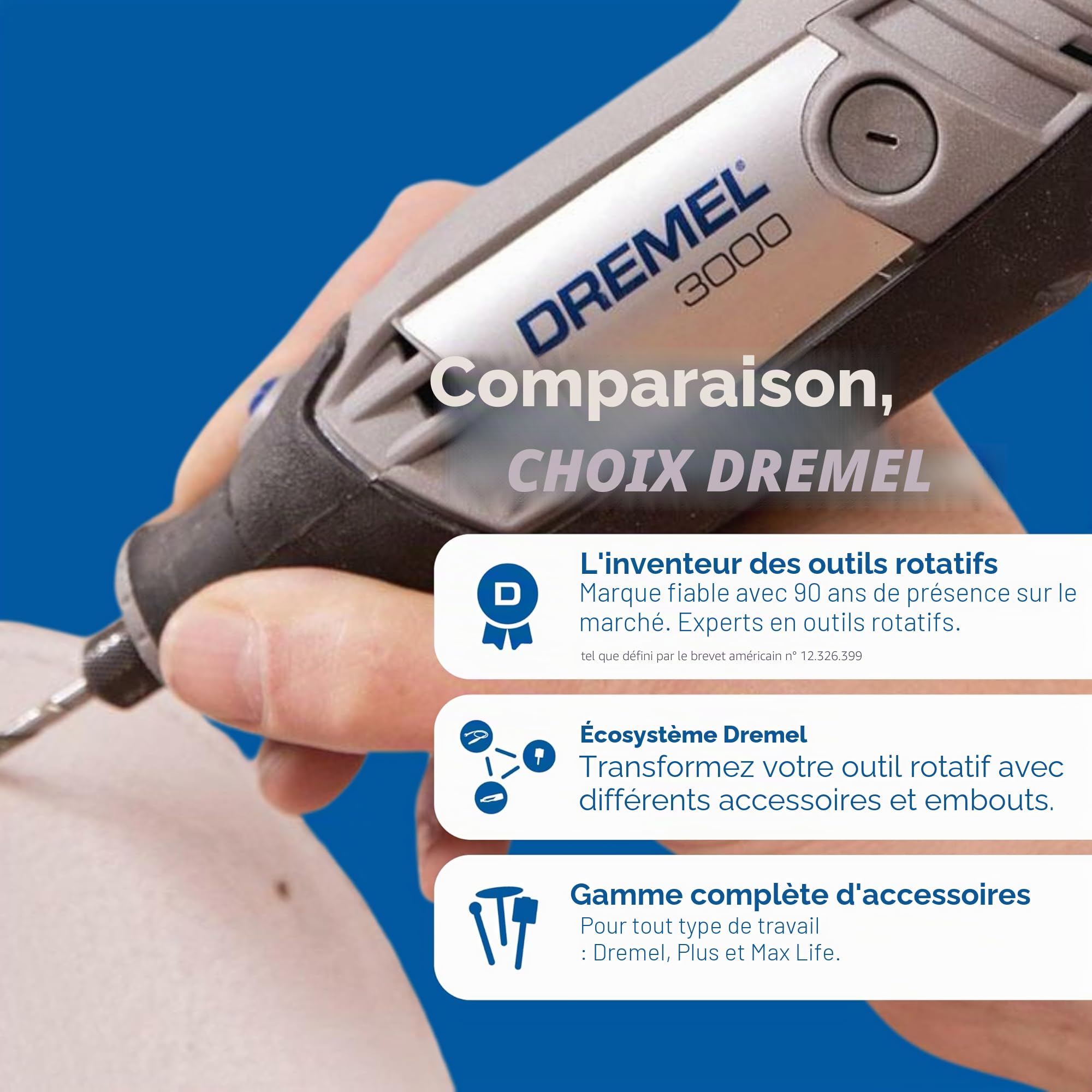 Dremel 3000 Outil Rotatif Multifonction 130W avec 1 Adaptation 25 Accessoires, Vitesse Variable 10000-33000 tr/min pour Découper, Poncer, Percer, Nettoyer, Sculpter, Polir, Graver, Meuler