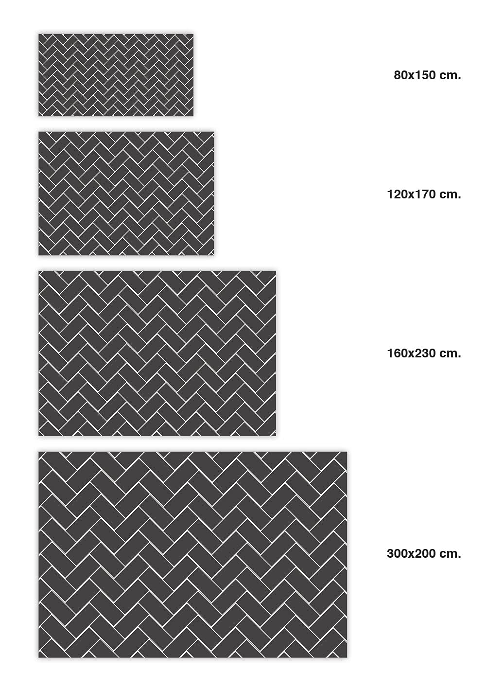 Panorama Tapis du Sol Cuisine Salle de Bain - Différentes Tailles - (Mosaïque de Brique Grise 100x140 cm)