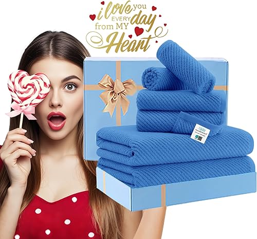 Vista 124 de VOOVA & MOVAS Toallas verdes para baño, 100% algodón, de secado rápido, ligeras, gruesas, suaves, juego de toallas de 6 piezas, 2 baños grandes