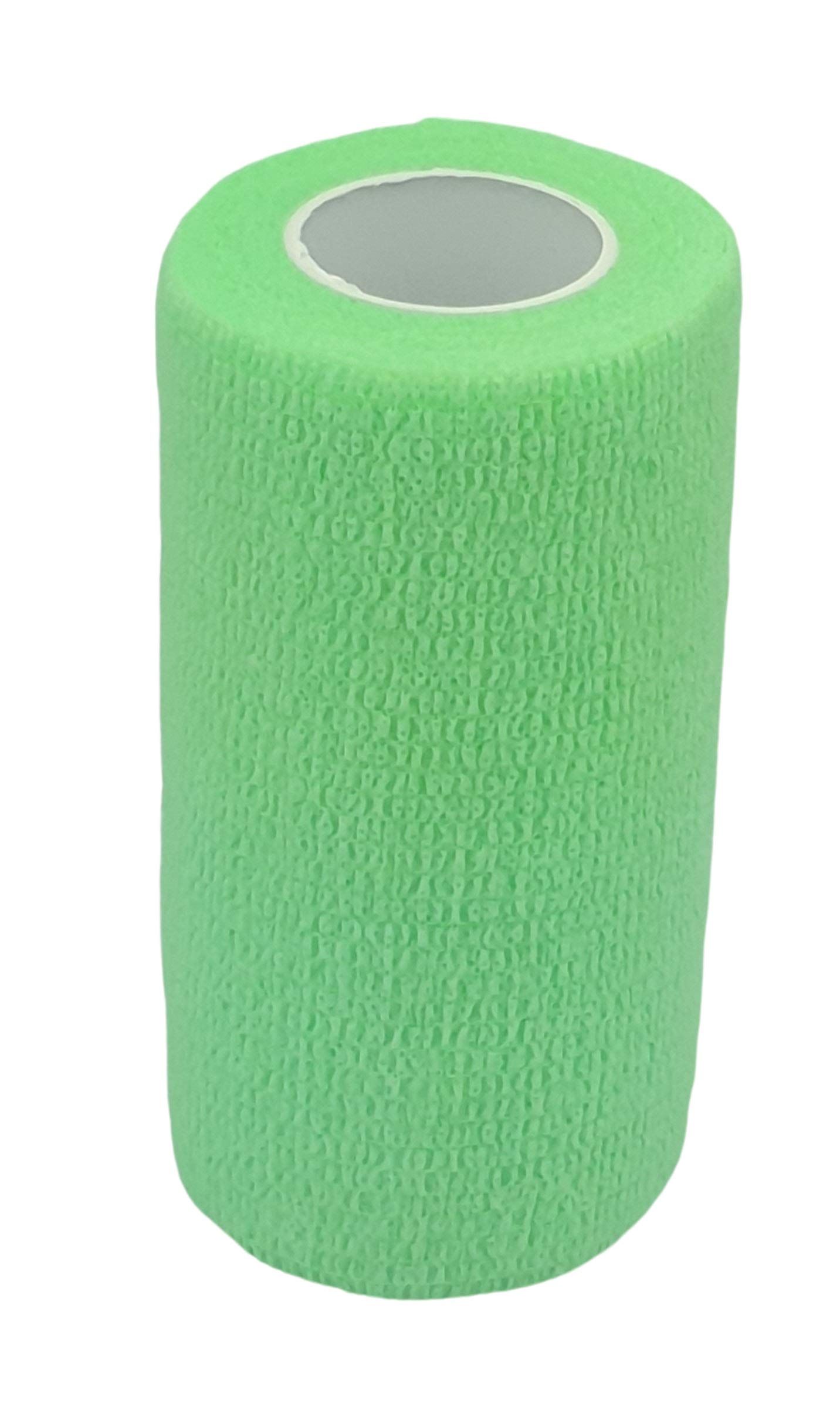 PintoMed Bendaggio Coesivo 6 x VERDE NEON garza elastica 10 cm x 4,5 m autoadesiva flessibile bende Confezione da 6