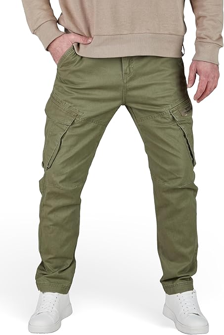 riverso RIVNick Cargobroek voor heren, lang, taps toelopende pasvorm, stretch, zwart, groen, beige, bruin, 30, 31, 32, 33, 34, 36, 38, 40, 42, zwart, 36