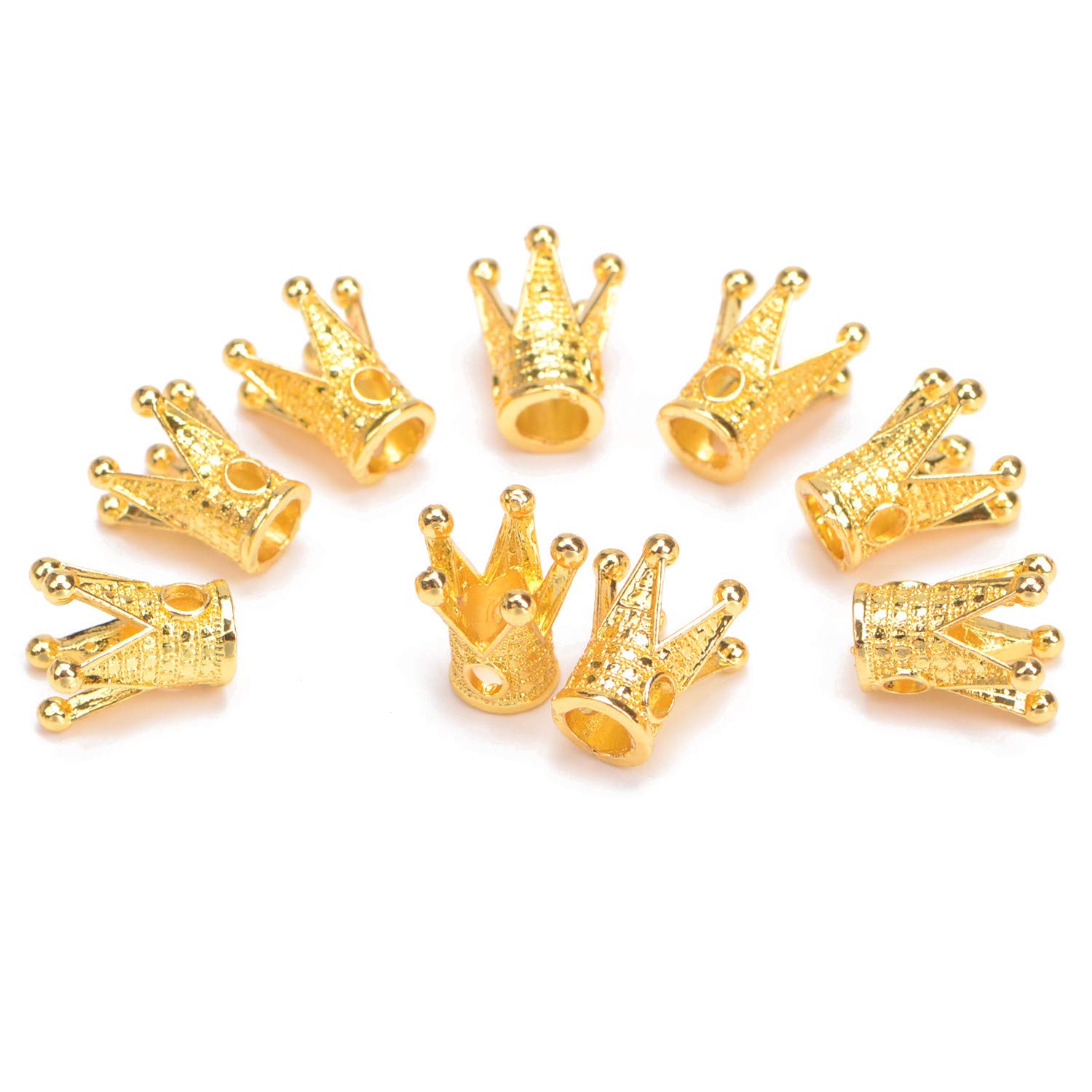 AD Beads 20 Pieces Solid Metal King & Queen Crown Big Hole Bracelet Connector Charm Beads