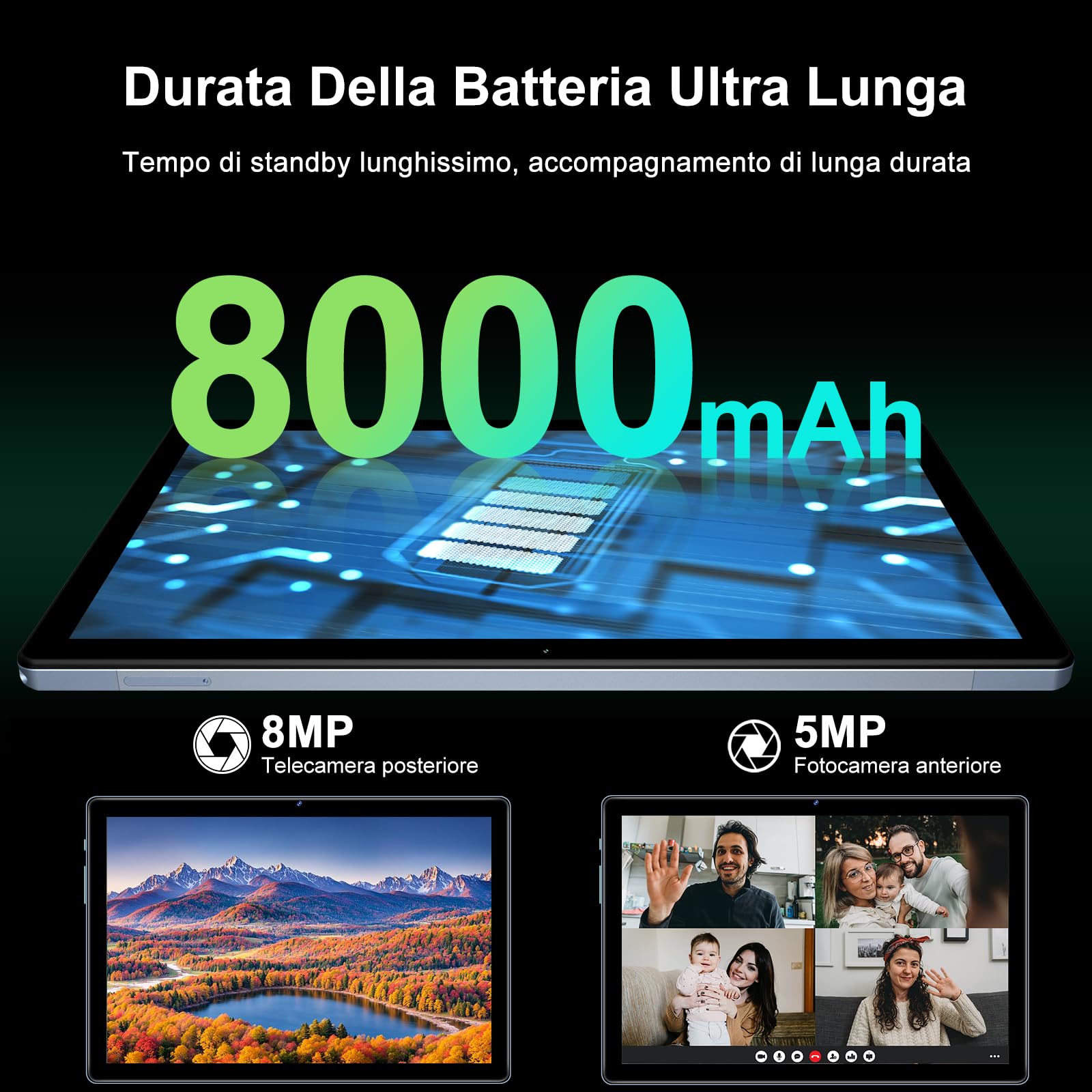 Tablet Android, 12GB RAM, 128GB ROM (expandable up to 1TB), 8000mAh, Widevine L1, BT5.0, with Mouse,Protective cover - Gray