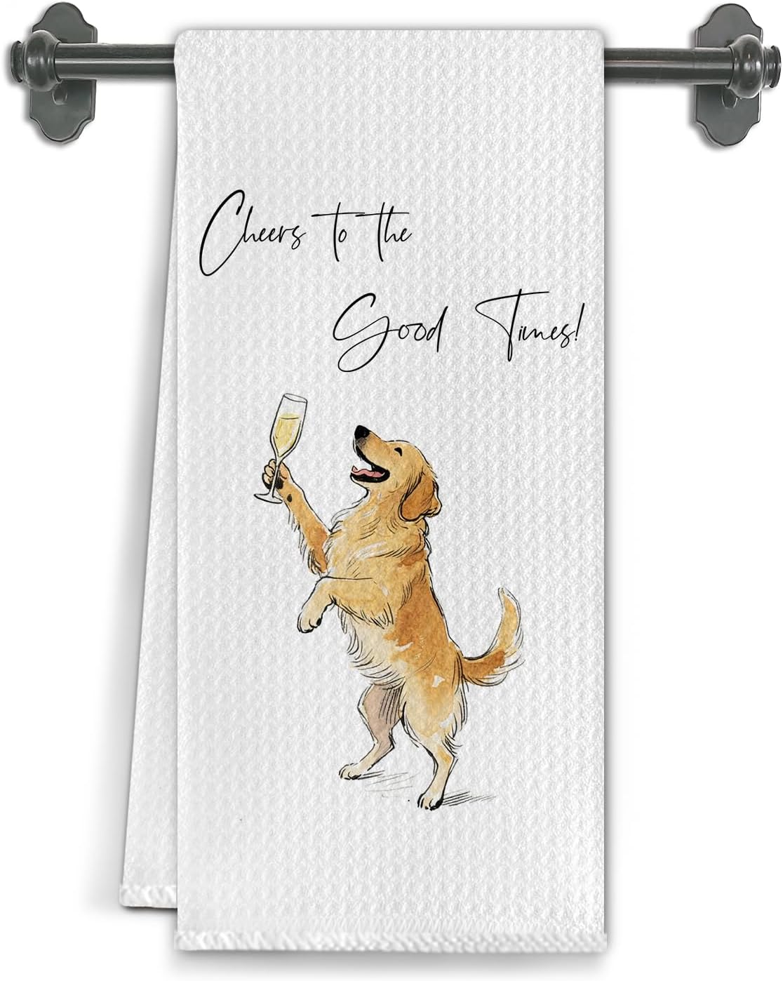 Funny Golden Retriever Champagne Kitchen Towels,Golden Retriever Gifts Dish Tea Towel for Kitchen Bar Cart Decor,Dog Champagne Cheers Decorative Hand Towels for Bathroom Decor,16X24 Inch