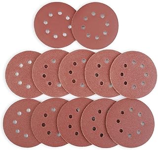 100Pcs 8 Hole 5 Inch Sanding Discs Hook and Loop Sand Paper Discs for Sander Orbital Sander Pads, 40/80/100/120/150/180/240/320/400/600 Assorted Grits Orbital Sanding Disc Sandpaper Pad Disks