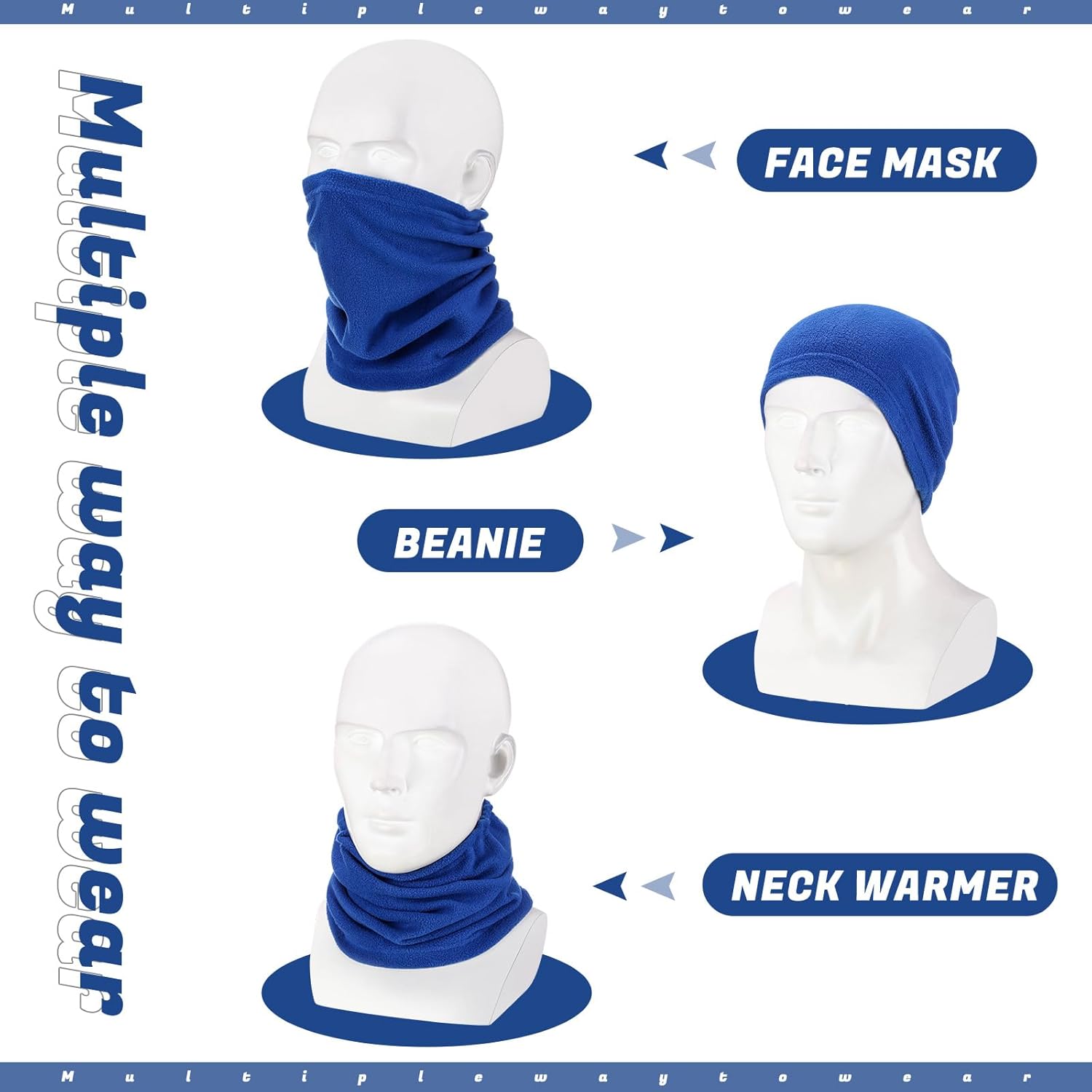 Handepo 20 Pcs Winter Fleece Neck Warmer Gaiter Bulk Windproof Scarf Mask Cover with Drawstring for Men Women Homeless - Image 3