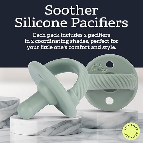 Miniatura 5 de Itzy Ritzy Sweetie - Juego de 2 chupones de silicona con asa plegable y dos orificios de aire para mayor seguridad, color agave y suculenta, para