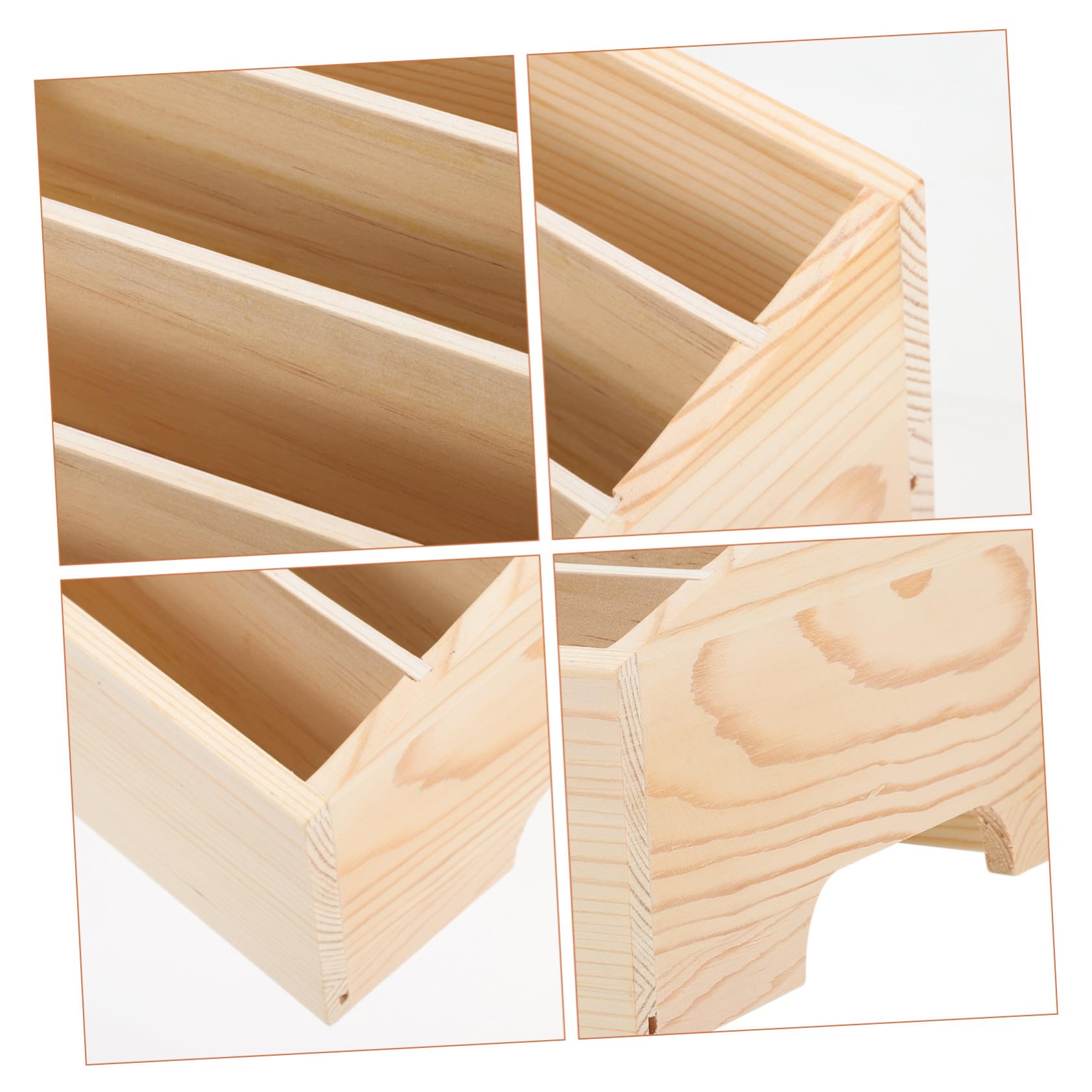 NOLITOY Mehrzweck Aufbewahrungsbox Holz Schreibtisch Organizer Mit 5 Fächern Desktop Container Für Handy Büro Schule Natürliche Holzoptik