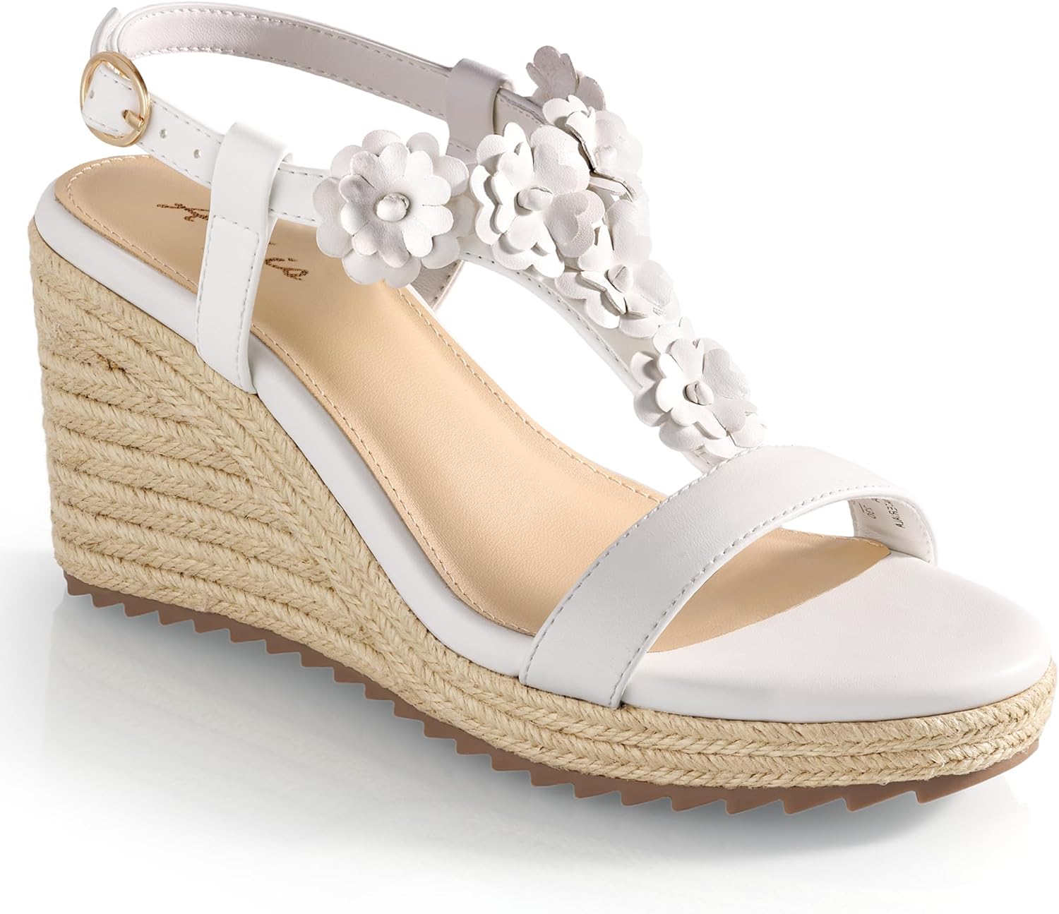 Ankis Wedge Sandals for Women, Espadrille Womens Wedge Sandals Comfortable Open Toe Flower T Strap High Heel Wedges for Women Dressy Summer -3.4Inch