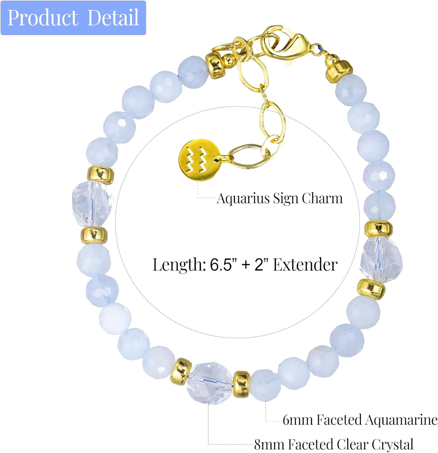 Zodiac Bracelets for Women 12 Constellations Healing Crystal Shiny Facet Beads Birthstone Bracelet Birthday Inspirational Gifts for Women Horoscope Astrological Bracelet - Image 8